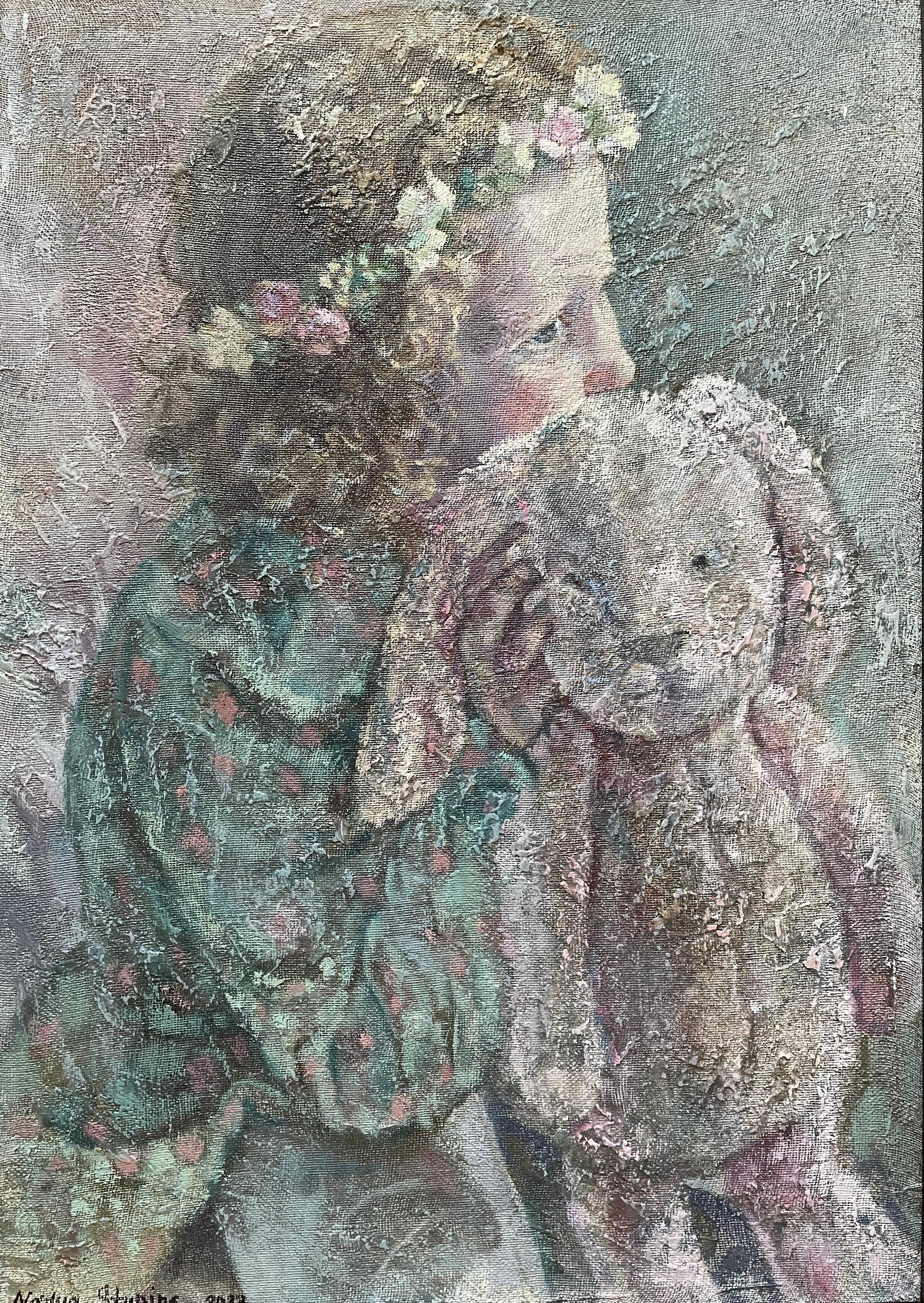 Portrait Painting di Nadezda Stupina - Coniglietto rosa