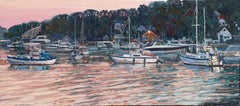 «Pink evening at Malmøya» Original impressionistic seascape. Horizontal