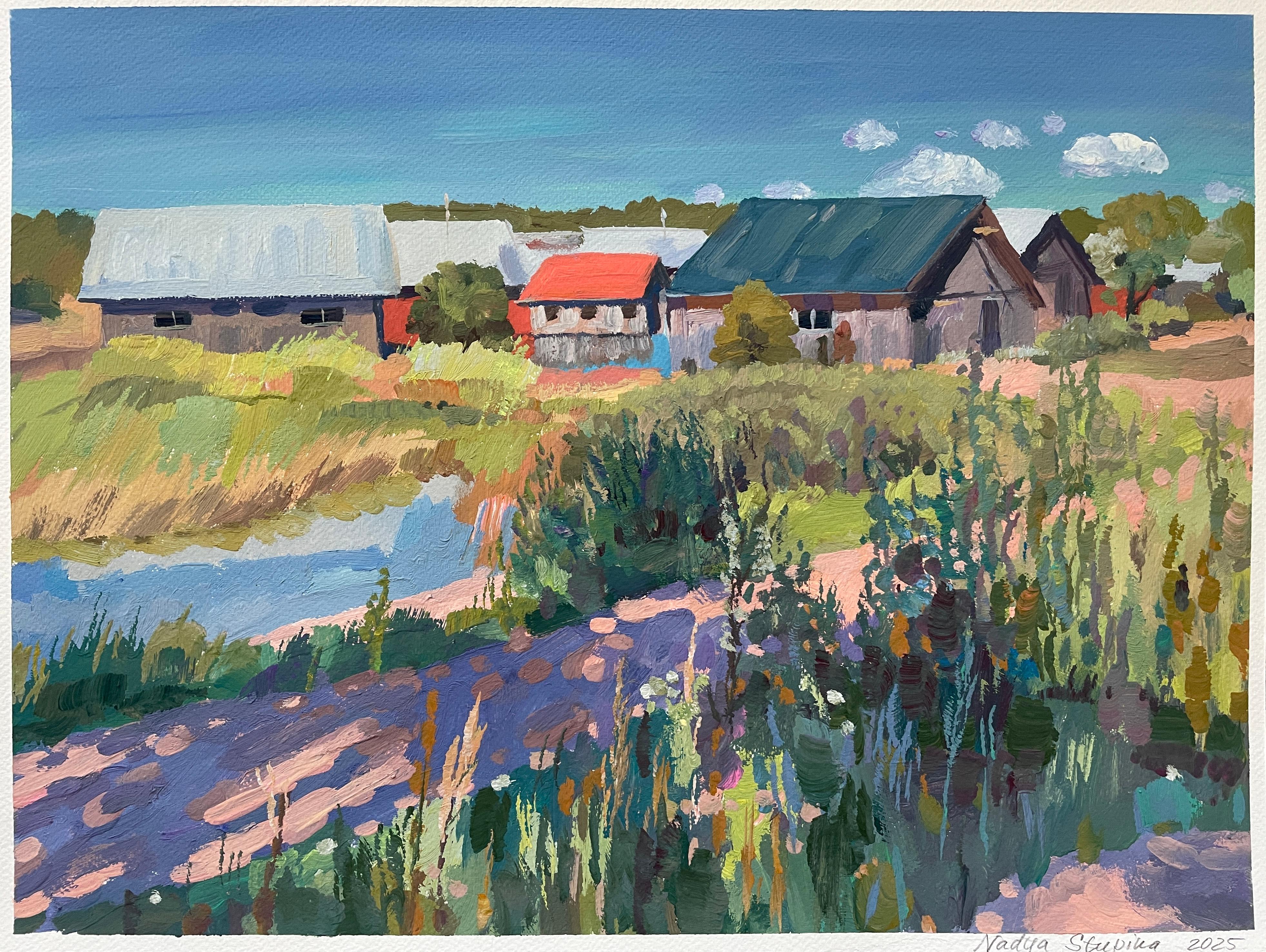 "Les routes roses d'Eckerö" Peinture originale de paysages. Décoration intérieure