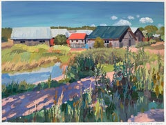 "Les routes roses d'Eckerö" Peinture originale de paysages. Décoration intérieure