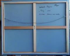 "Pony"  Animal acrylic painting . Large size . Denim .Equestrian paintings