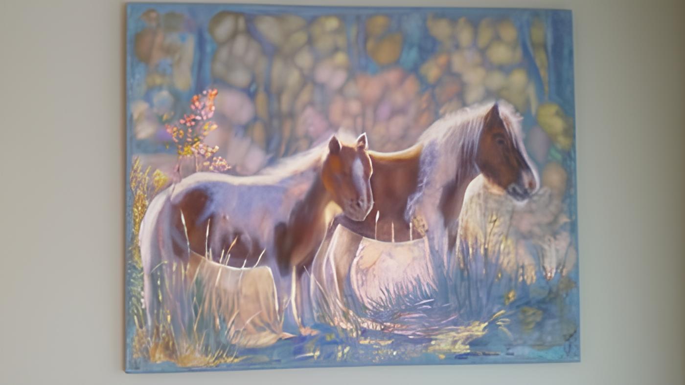 Pony - Gray Animal Painting by Nadezda Stupina