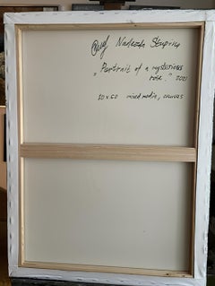 "Ritratto di una rosa misteriosa" Quadro floreale originale. verticale. Olio/tela