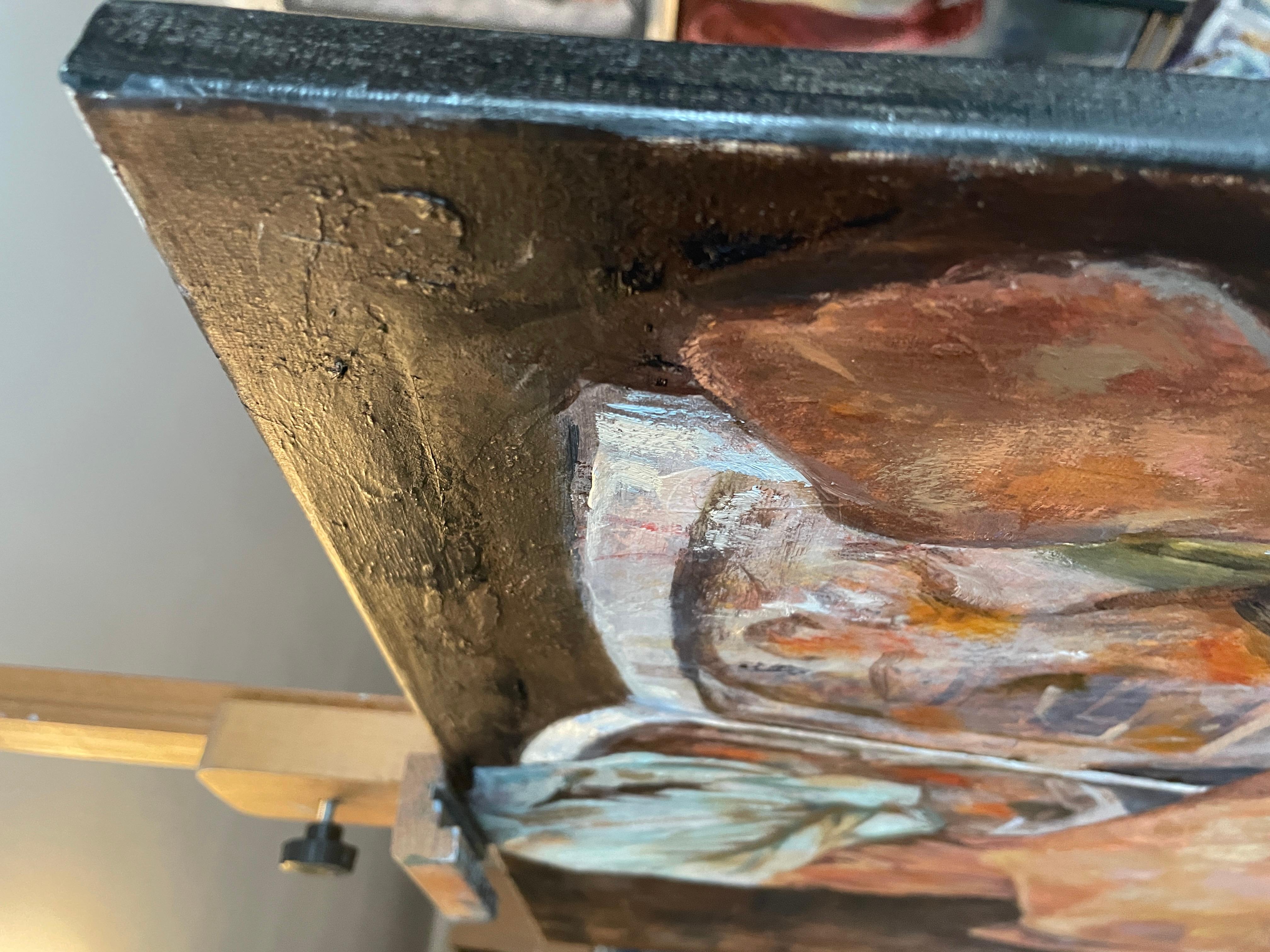 « Modèle Renaissance » Grande peinture à l'huile verticale. Réalisme et figuration en vente 5