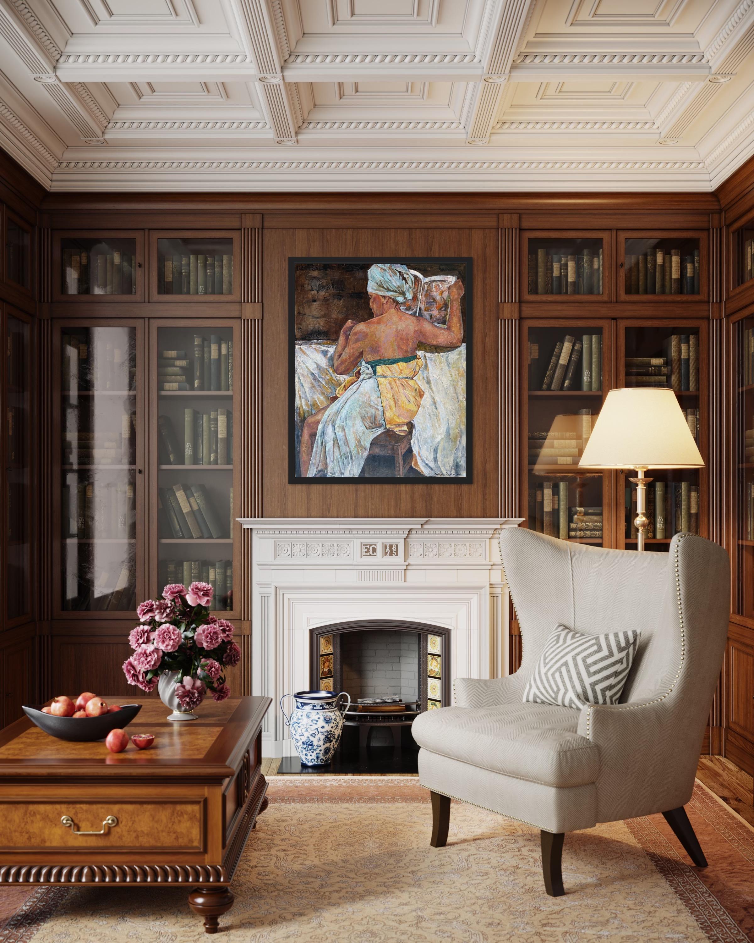 « Modèle Renaissance » Grande peinture à l'huile verticale. Réalisme et figuration en vente 1