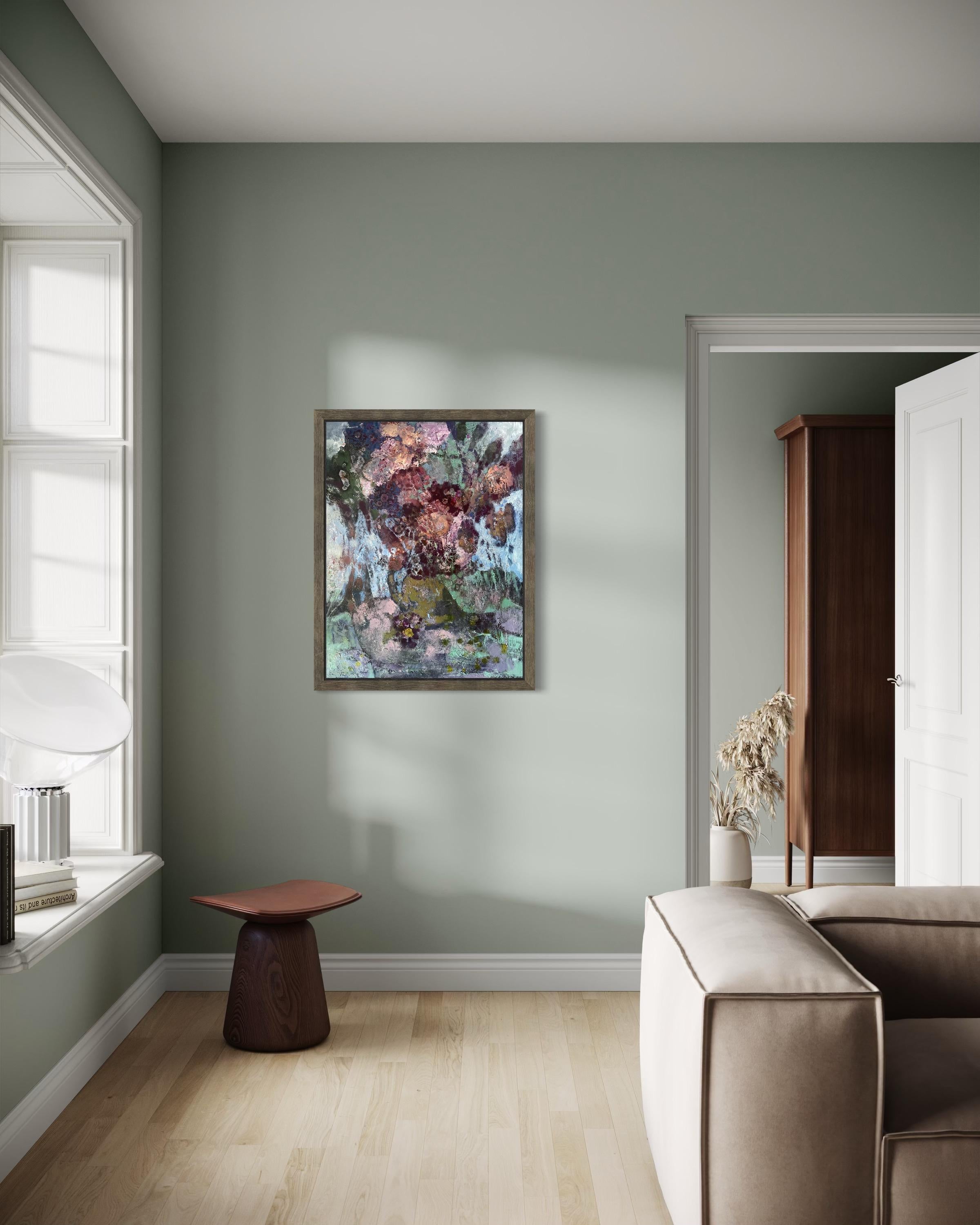 “Secrets of twilight “ Original semi -abstract painting. Vertical home decor For Sale 9