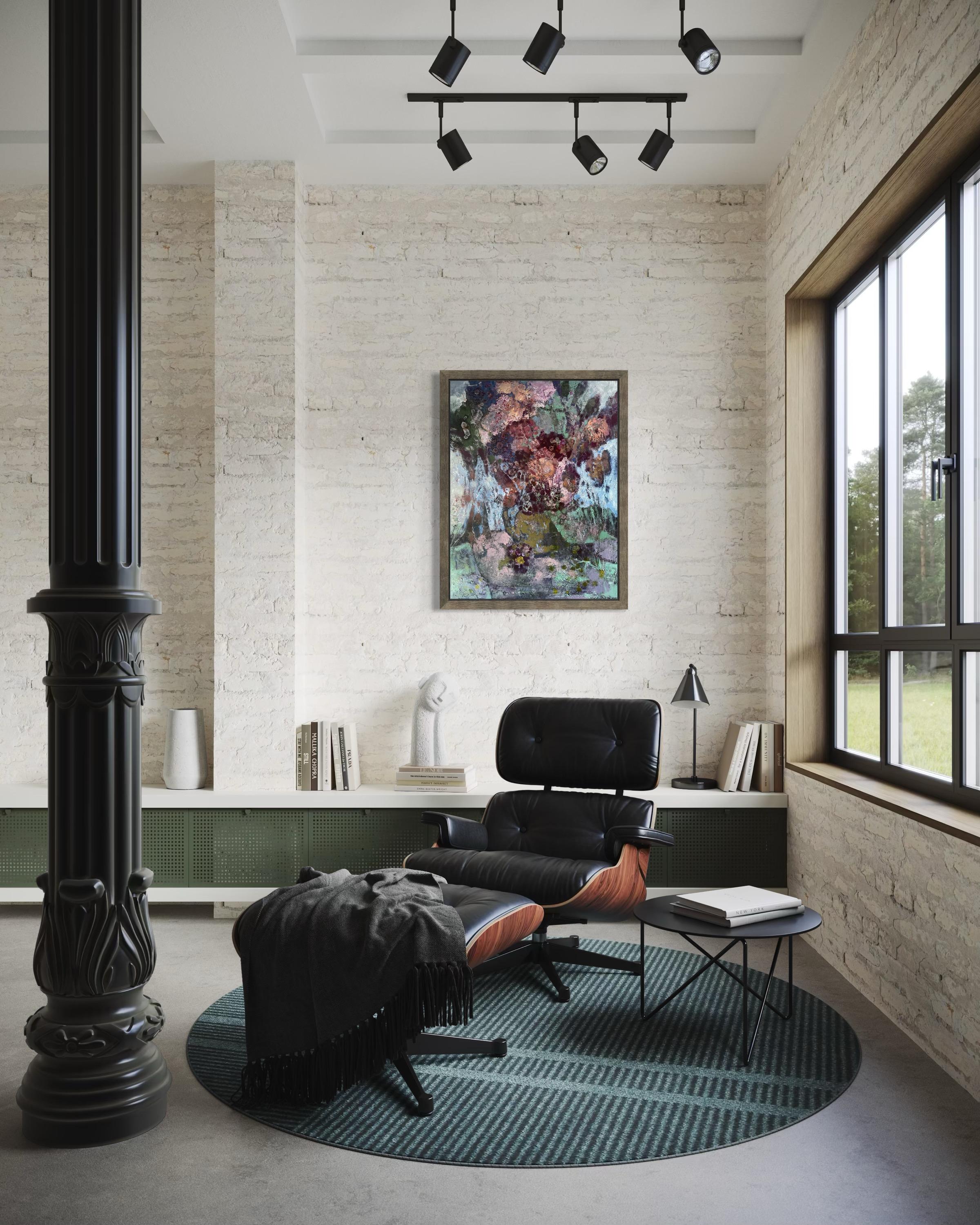 “Secrets of twilight “ Original semi -abstract painting. Vertical home decor For Sale 10