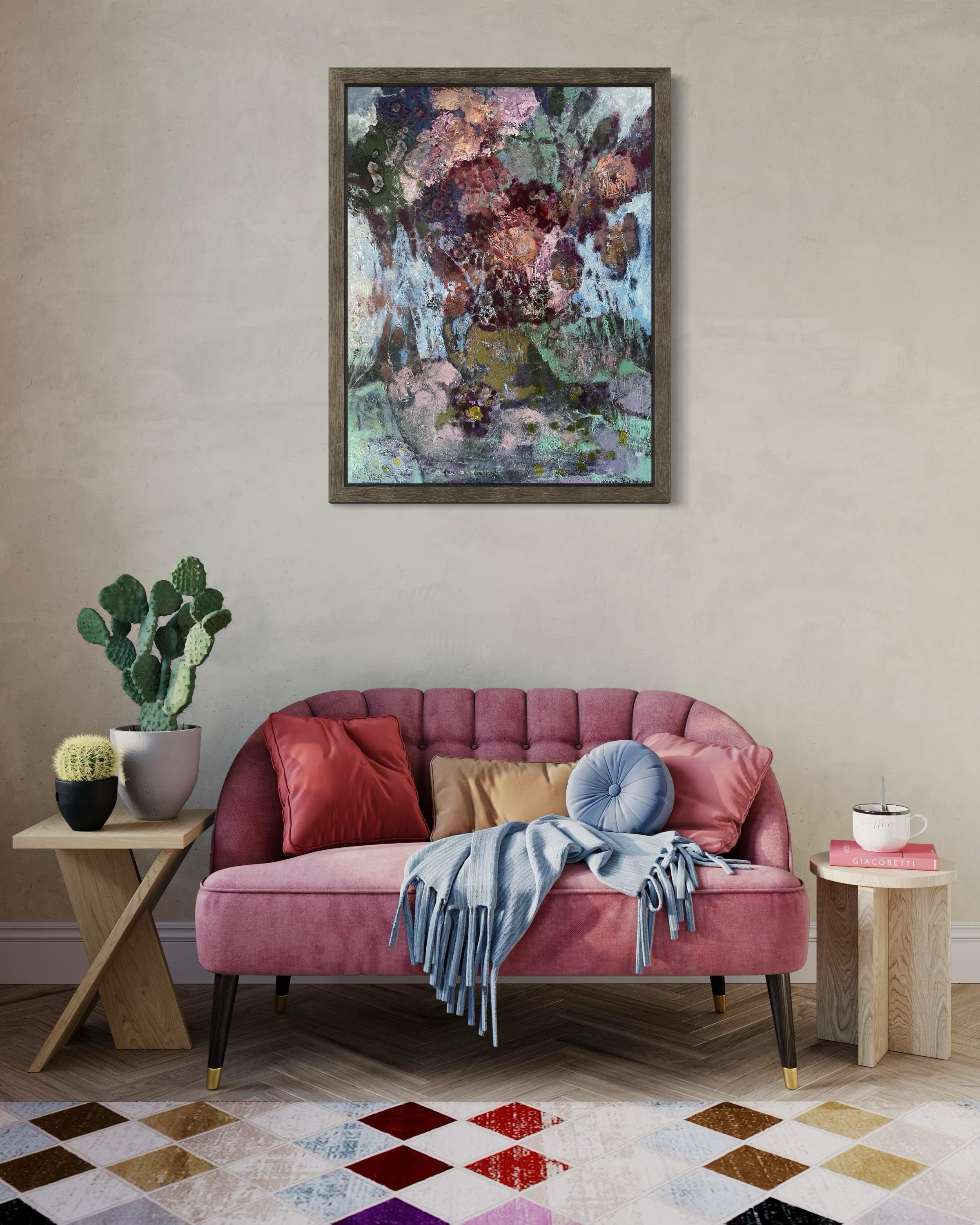 “Secrets of twilight “ Original semi -abstract painting. Vertical home decor For Sale 11