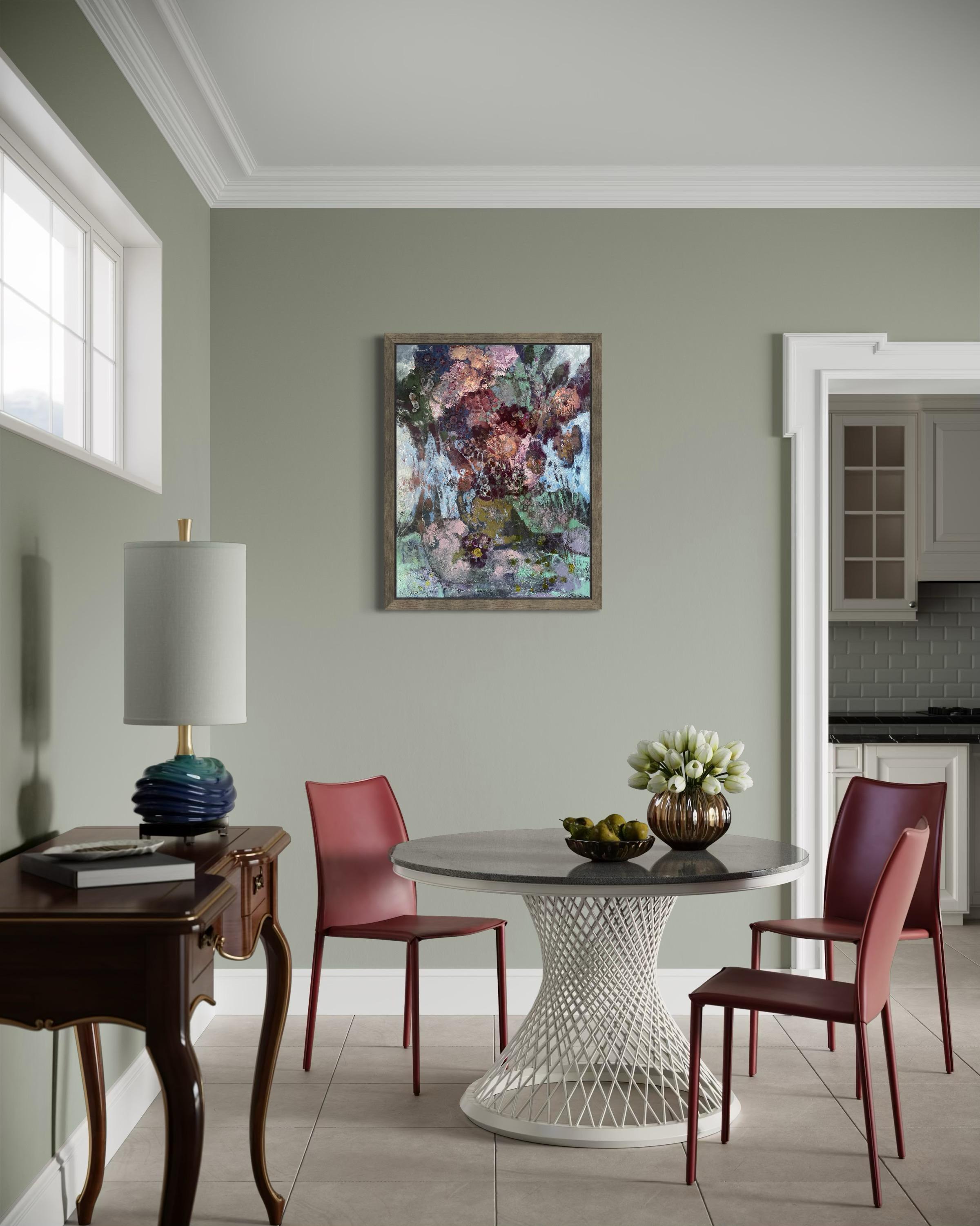 “Secrets of twilight “ Original semi -abstract painting. Vertical home decor For Sale 12