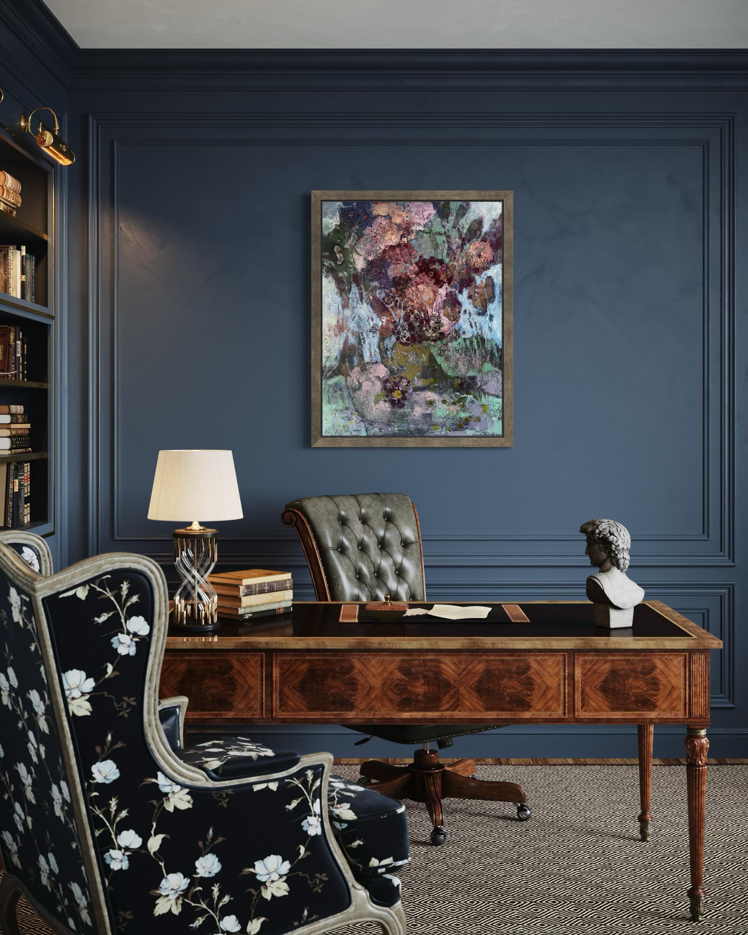 “Secrets of twilight “ Original semi -abstract painting. Vertical home decor For Sale 13