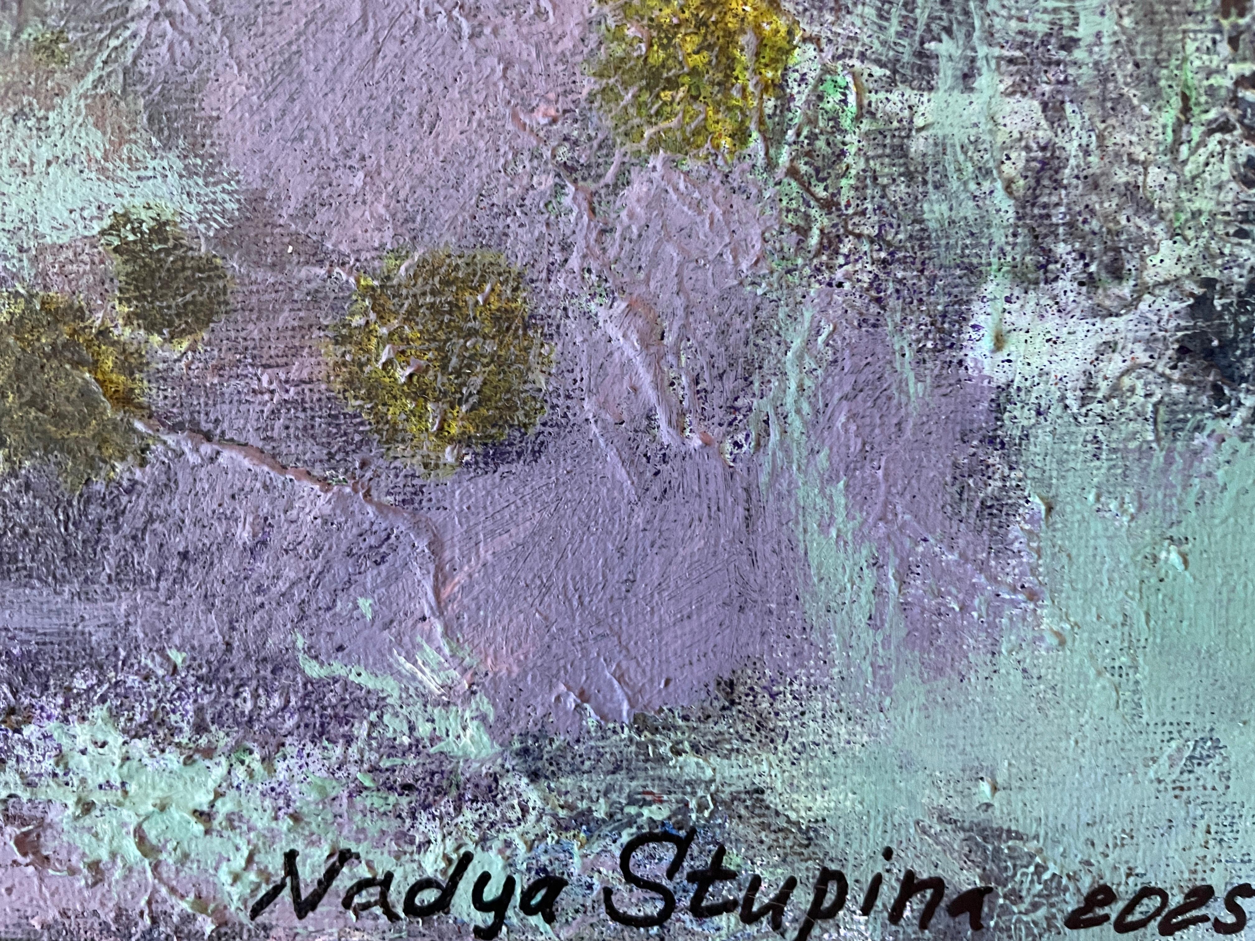 “Secrets of twilight “ Original semi -abstract painting. Vertical home decor - Painting by Nadezda Stupina