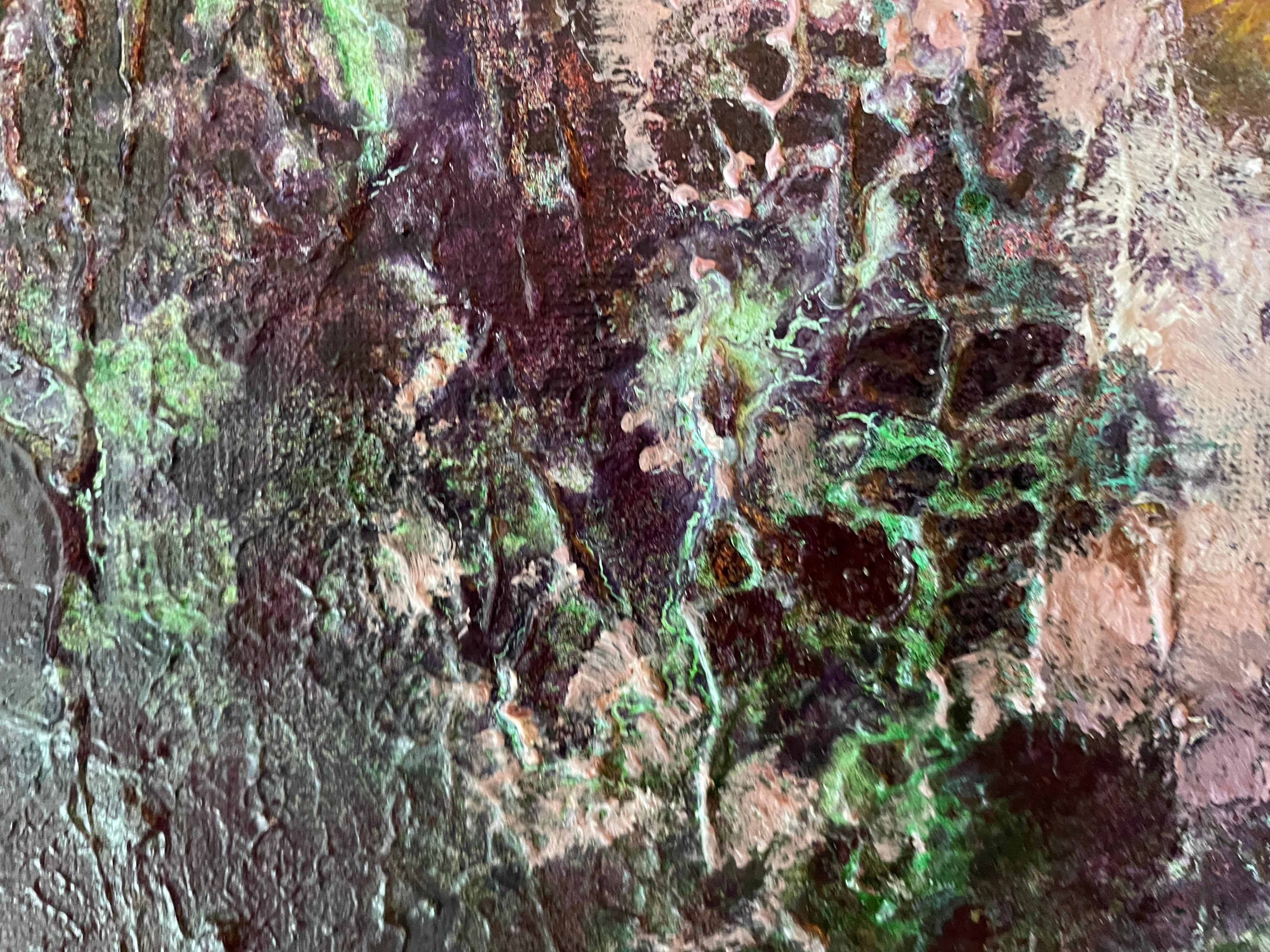 “Secrets of twilight “ Original semi -abstract painting. Vertical home decor - Abstract Painting by Nadezda Stupina