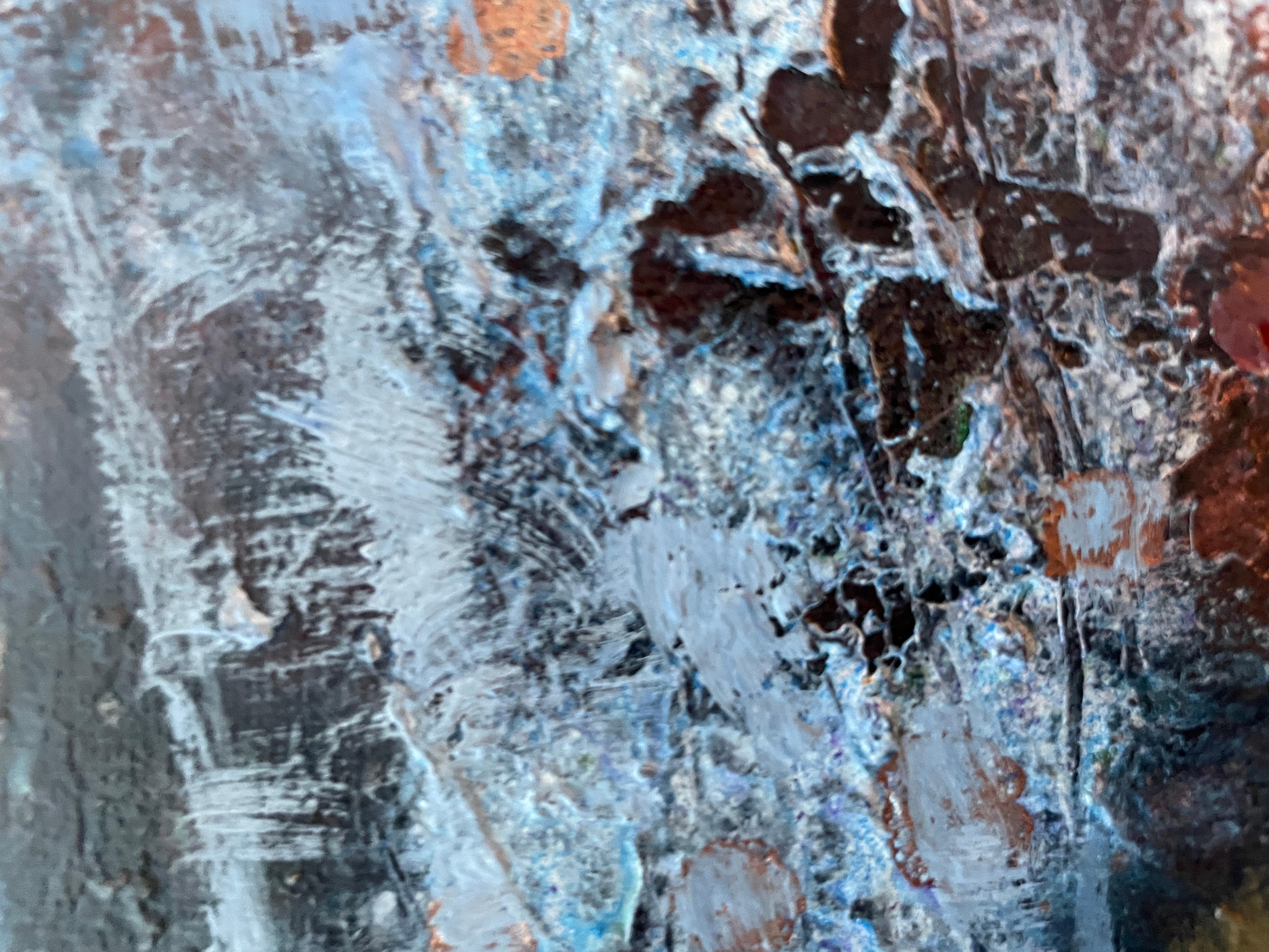 “Secrets of twilight “ Original semi -abstract painting. Vertical home decor For Sale 1