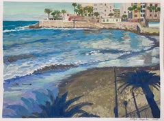 “Shadows on the beach” coast , ocean , blue , horizontal , Impressionism