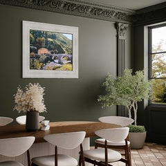 "Small hotel In Alps" Original impressionistic landscape. France.Oil painting