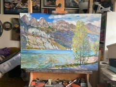 "Giornata di primavera al lago Walensee" Paesaggio impressionistico originale. Aria pura