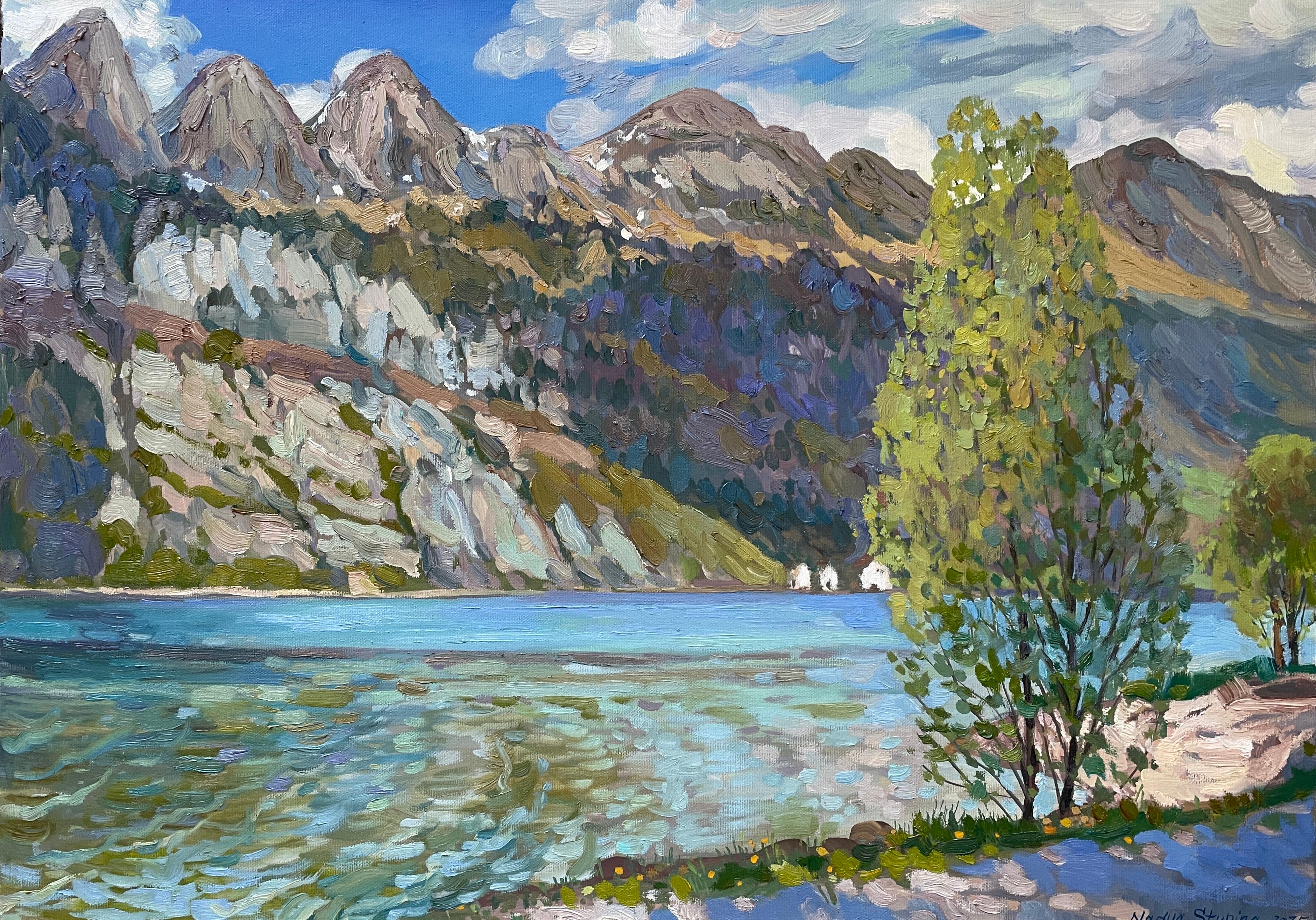 "Día de primavera en el lago Walensee" Original paisaje impresionista. Aire puro
