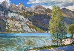 "Frühlingstag am Walensee" Original impressionistische Landschaft. Normale Luft