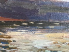 "Spring day on the channel" Original modern cityscape. Framed acrylic painting