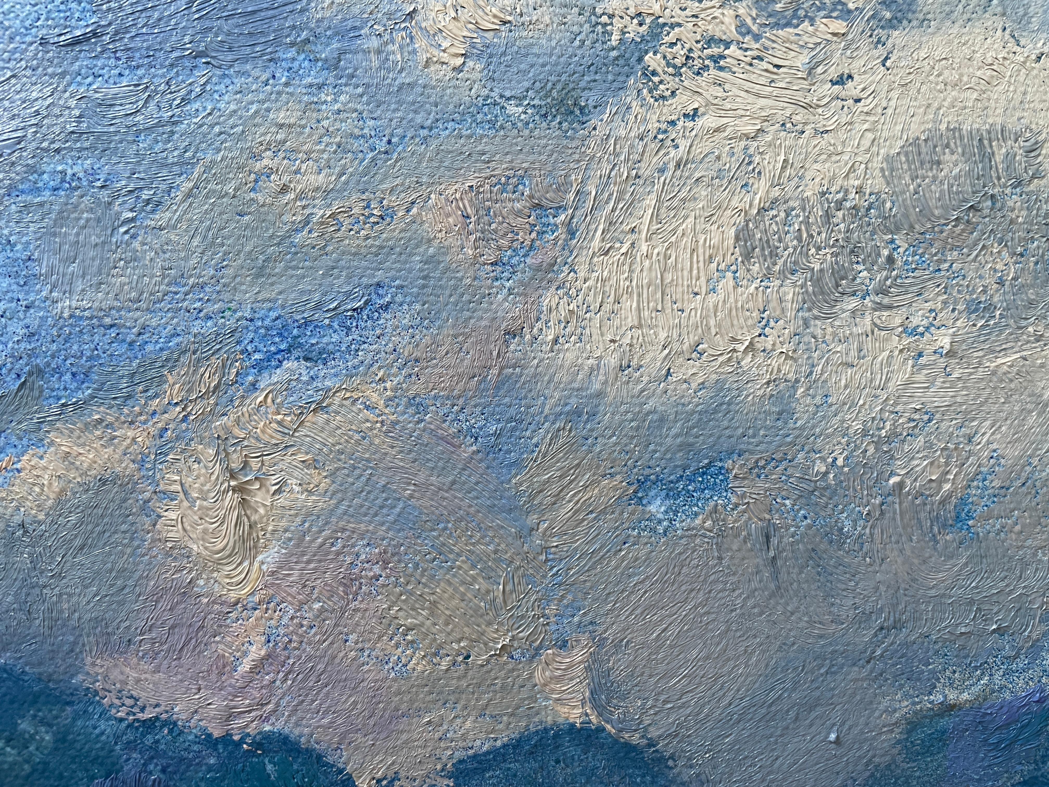 “Spring evening in the Alps” Original impressionistic landscape . Square . For Sale 6