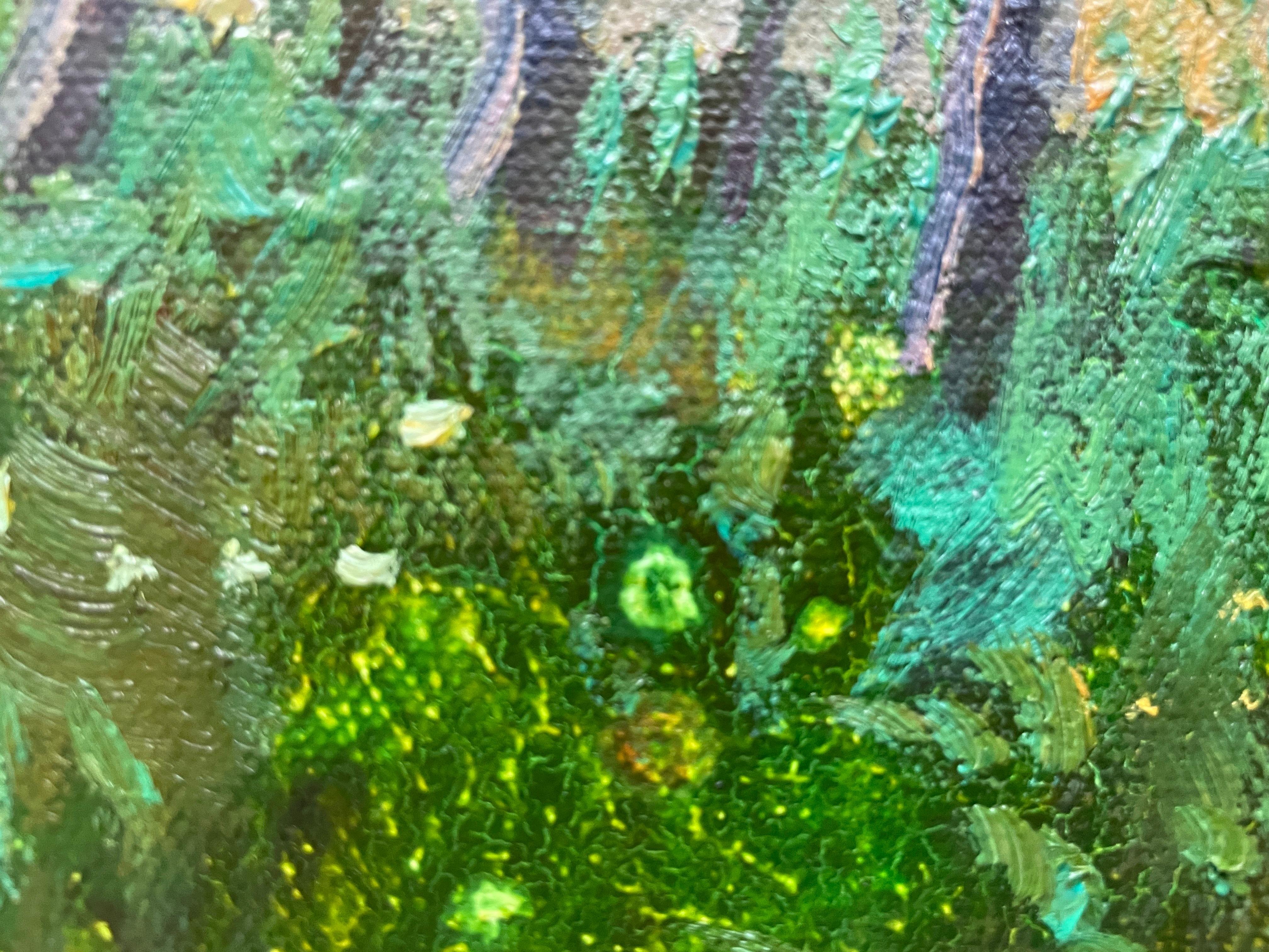“Spring evening in the Alps” Original impressionistic landscape . Square . For Sale 1
