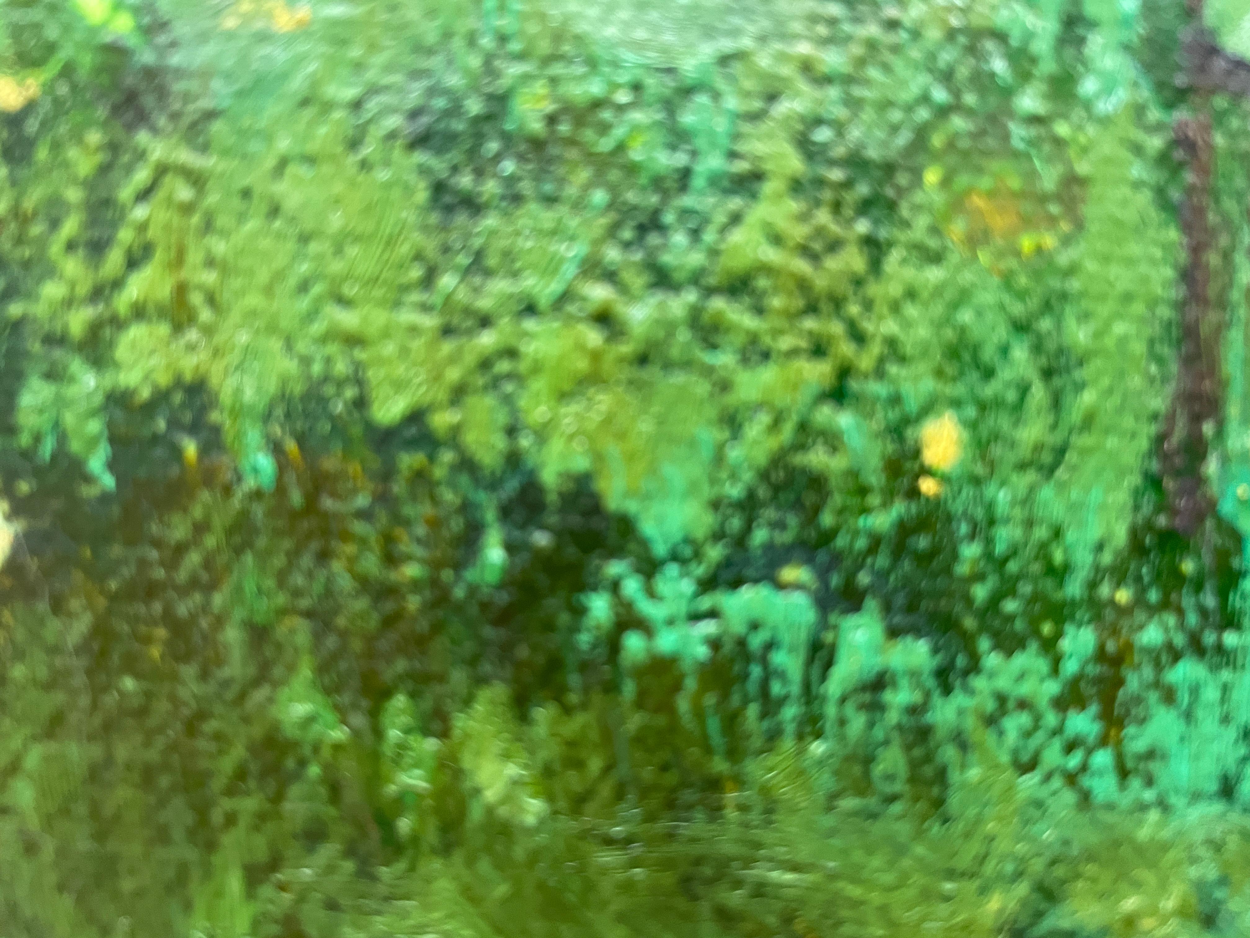 “Spring evening in the Alps” Original impressionistic landscape . Square . For Sale 3