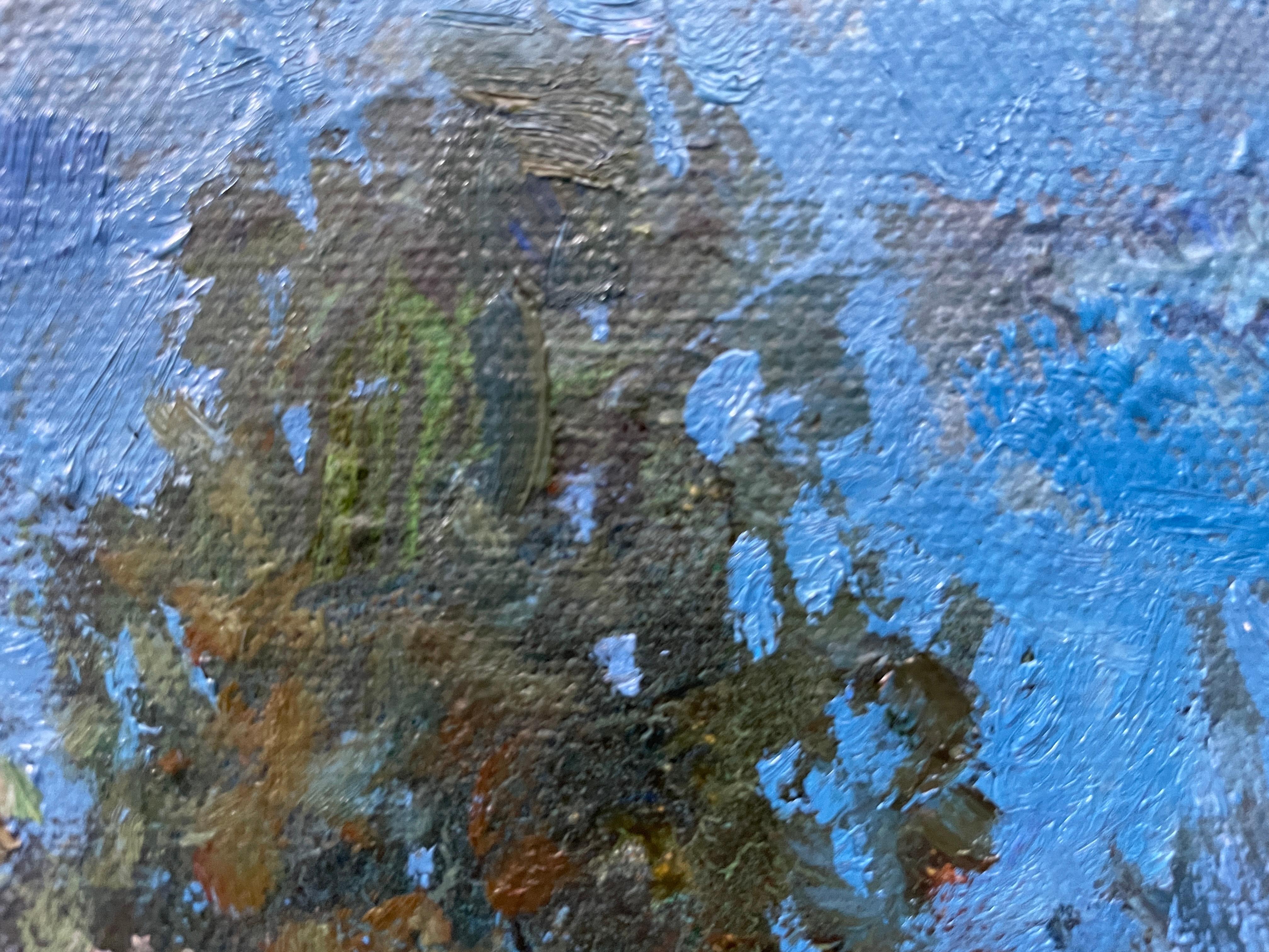 “Spring evening in the Alps” Original impressionistic landscape . Square . For Sale 4
