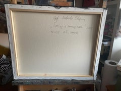 «Spring is coming soon» Impressionistic landscape . Oil painting .