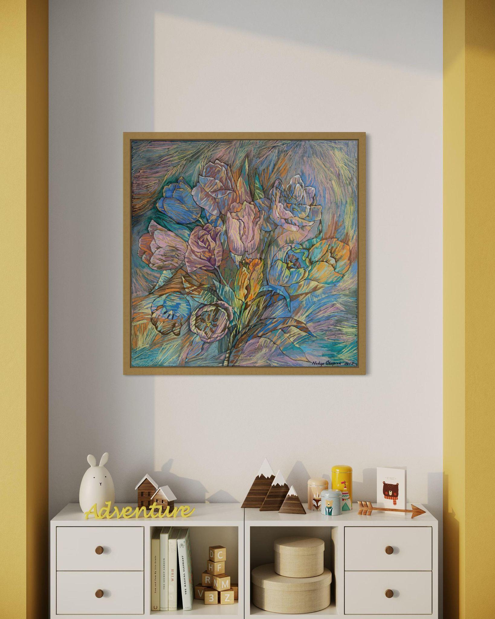 Tulipanes de primavera - Painting Romántico de Nadezda Stupina