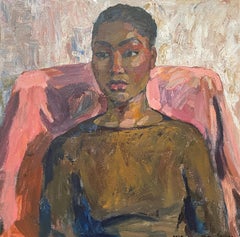 "Stella" Étude de portrait original.peinture acrylique . Carré . Impressionnisme