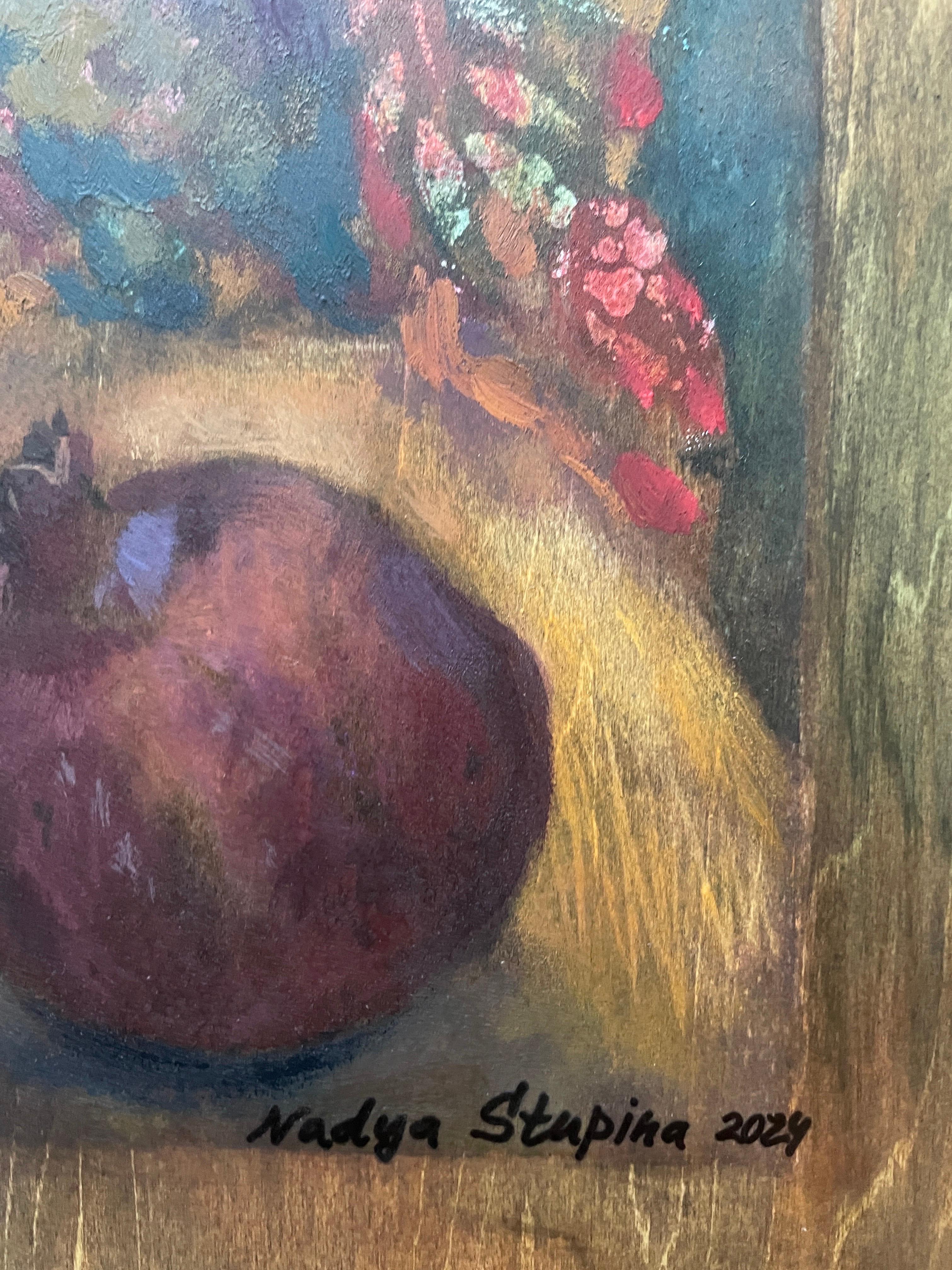 Bodegón con granada - Painting de Nadezda Stupina