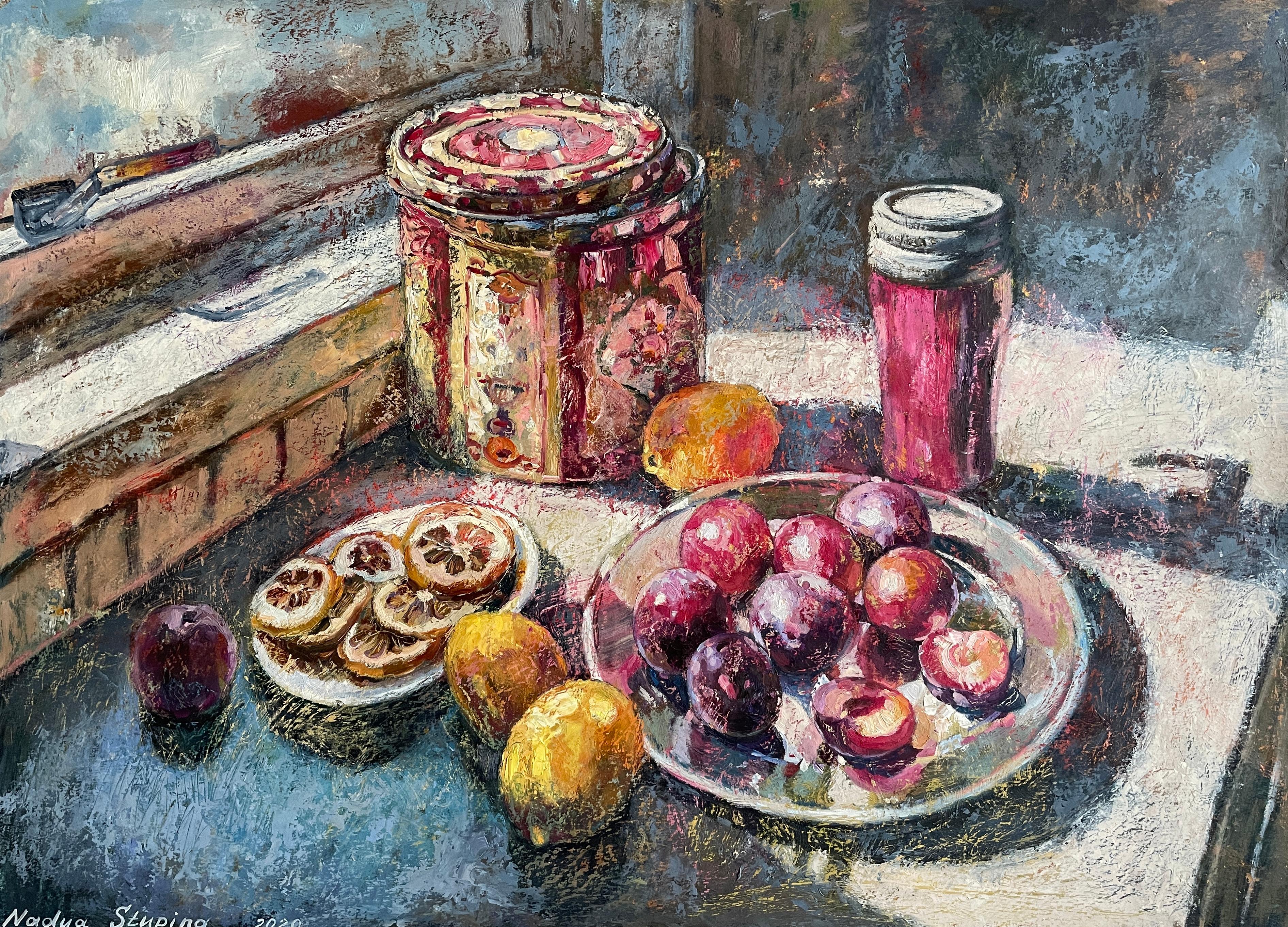 "Stilleben mit Dose" Original zeitgenössische Malerei . Öl auf Papier