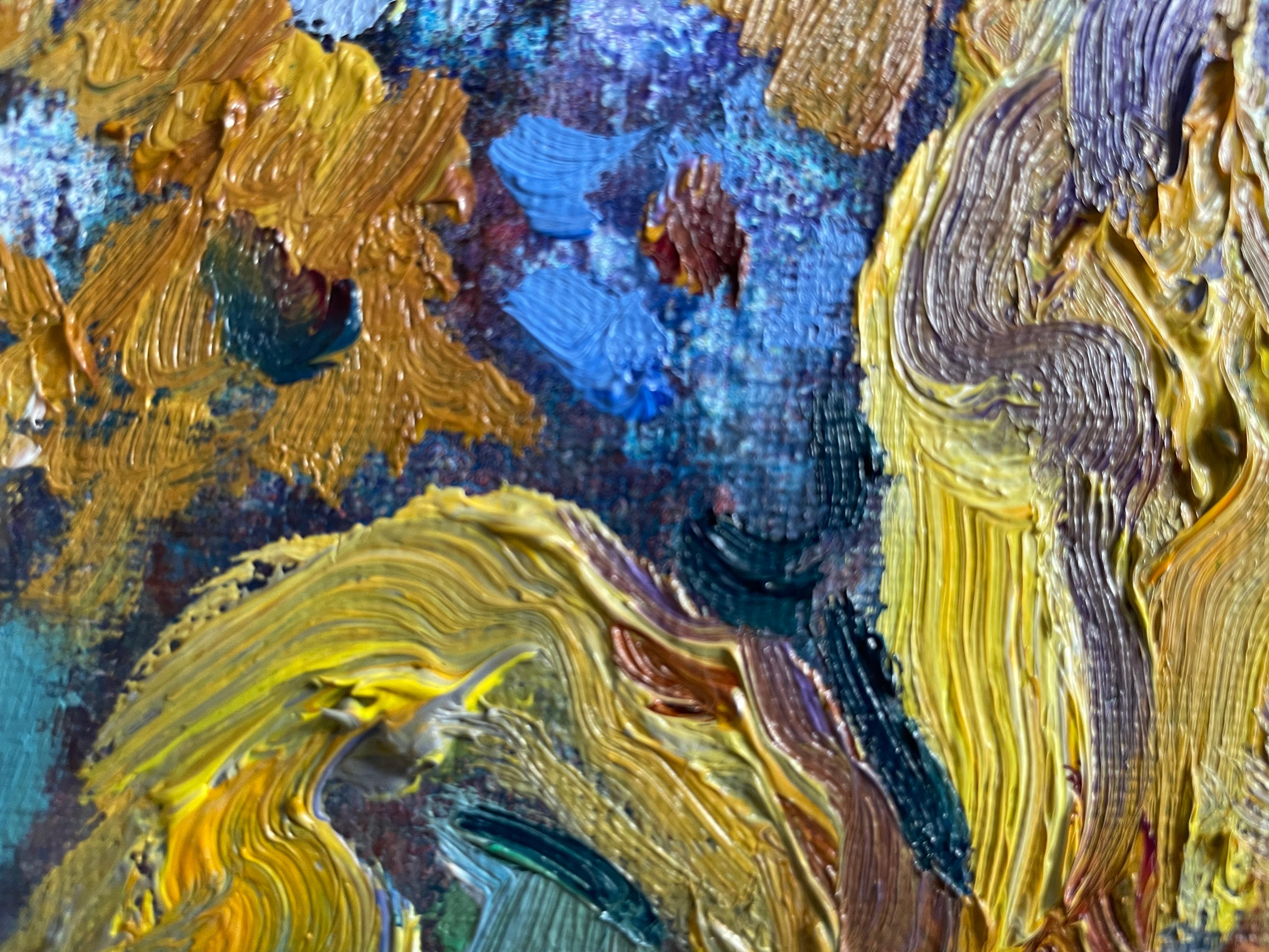 «Summer symphony» Original floral painting . Field of flowers. Large . For Sale 5