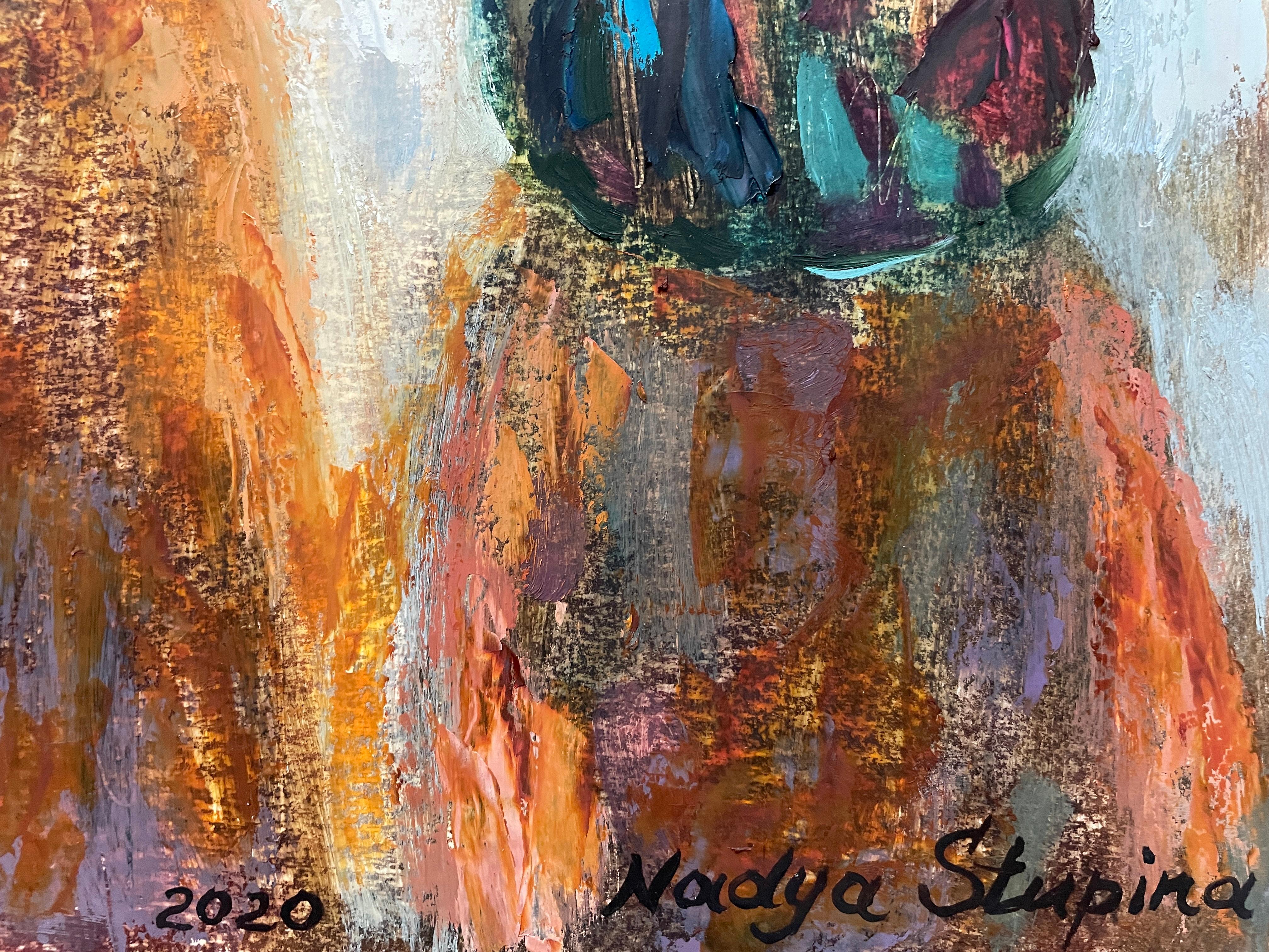 Le soleil à travers les fleurs - Painting de Nadezda Stupina