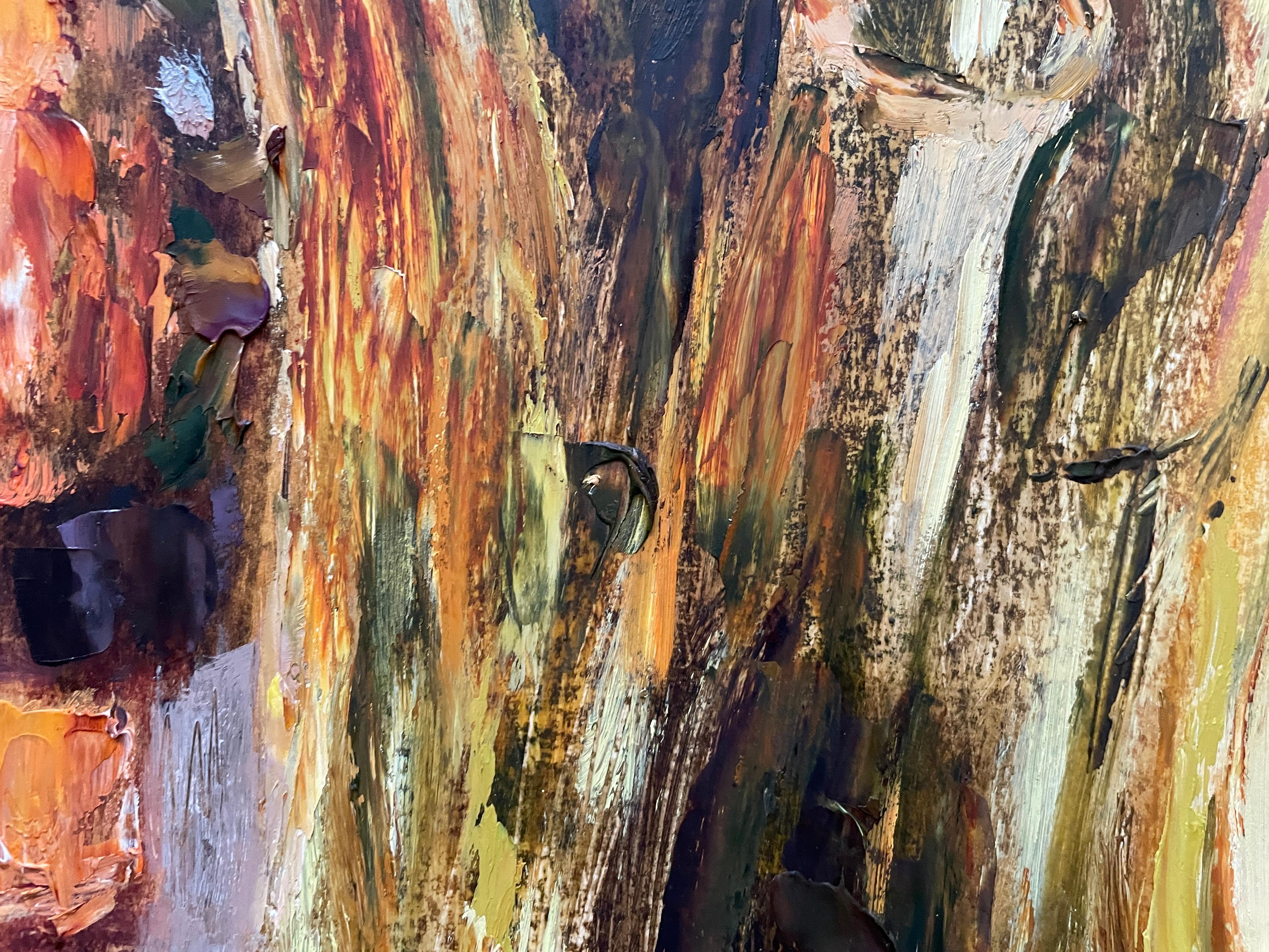 Le soleil à travers les fleurs - Expressionniste Painting par Nadezda Stupina