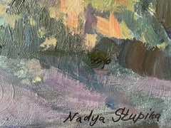 "Sonnenbeschienene Kiefern" Original impressionistisches Landschaftsgemälde. Große horizontale