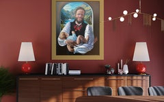 "La Virgen Noruega" Retrato realista original. Gran óleo vertical