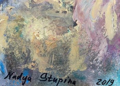 “Towards to miracles “ Original figurative painting. Vertical large home decor