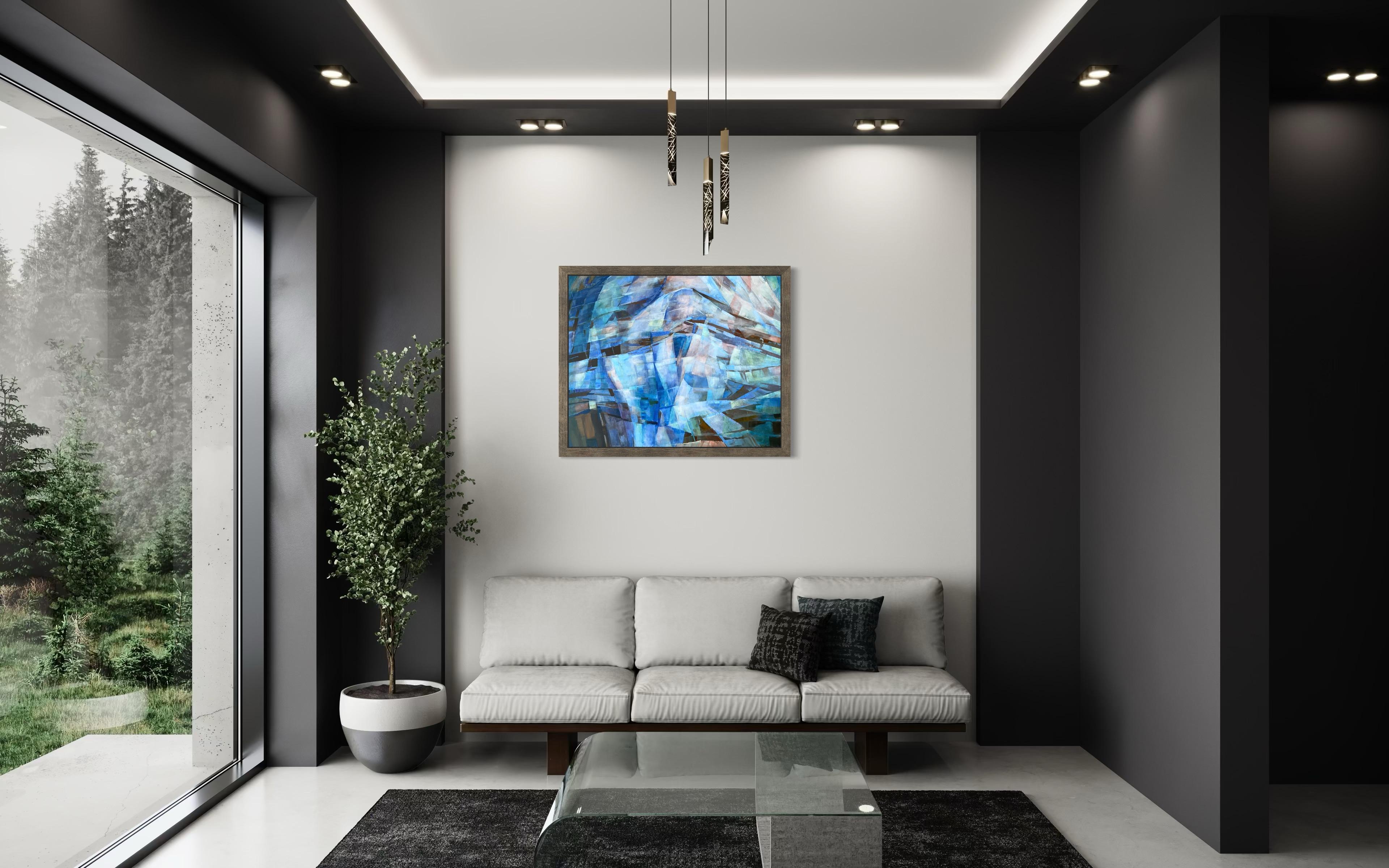 “Transformation “ Original abstract painting. Geometric dynamic large For Sale 9