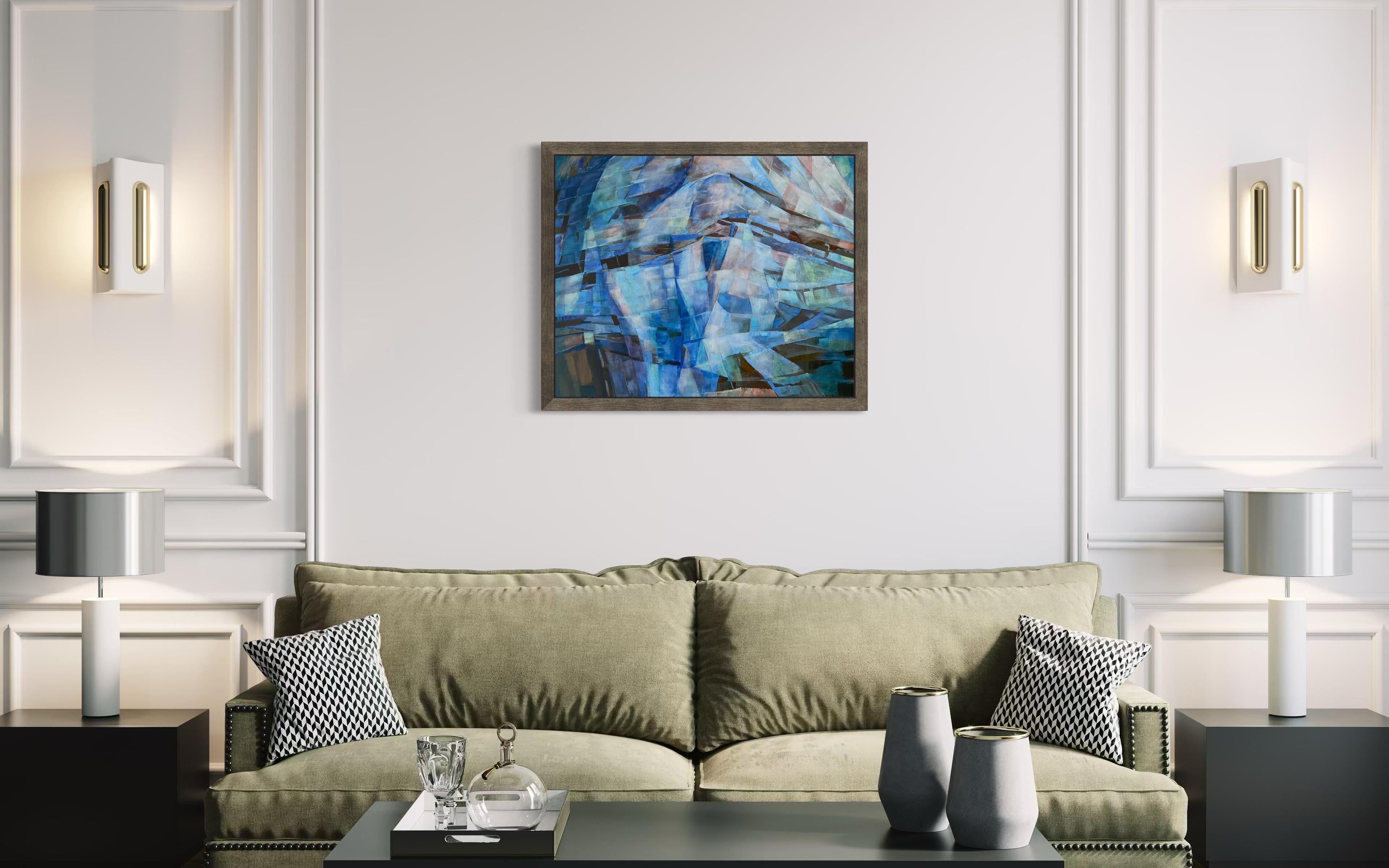 “Transformation “ Original abstract painting. Geometric dynamic large For Sale 11