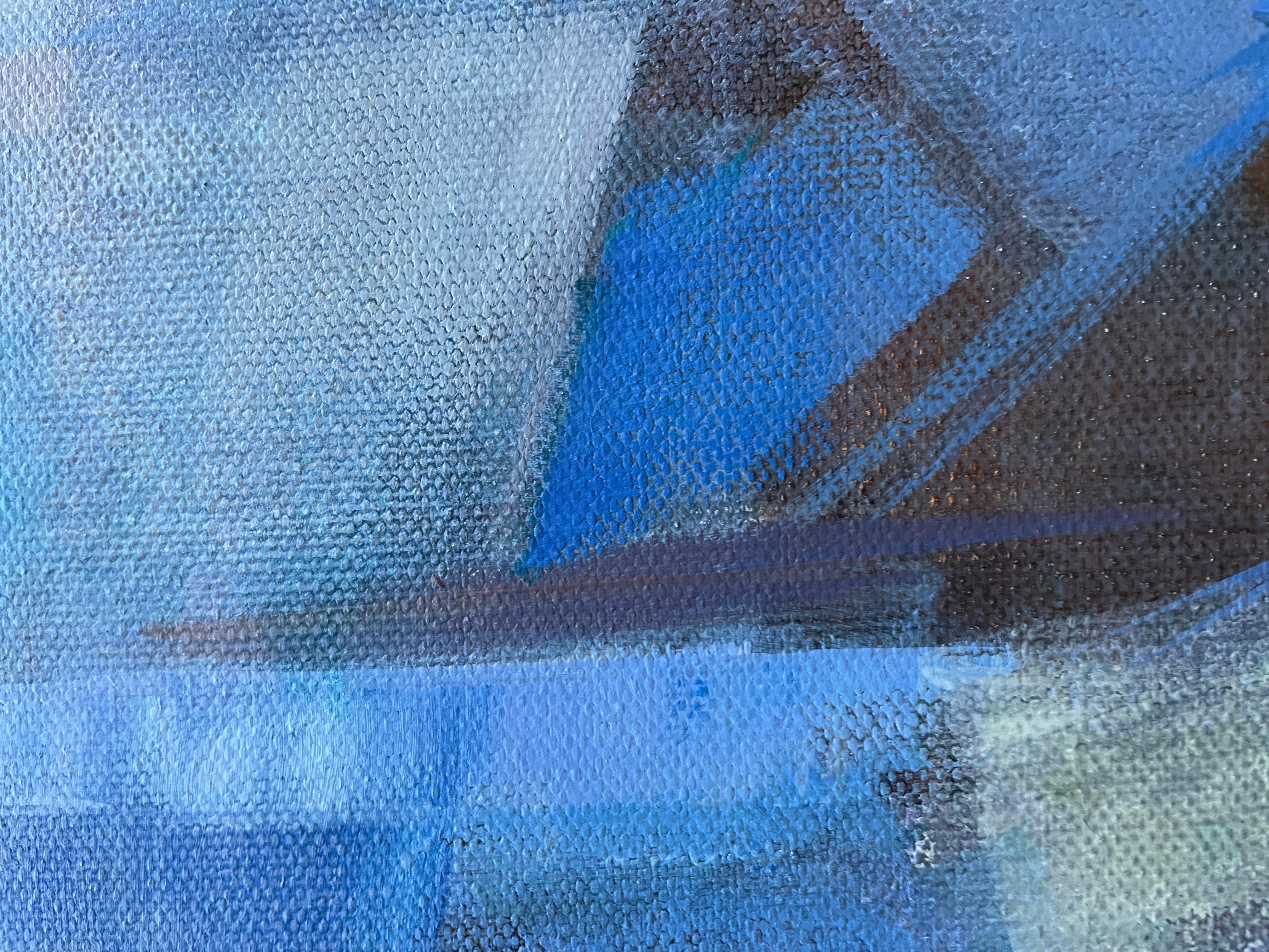 “Transformation “ Original abstract painting. Geometric dynamic large - Blue Abstract Painting by Nadezda Stupina