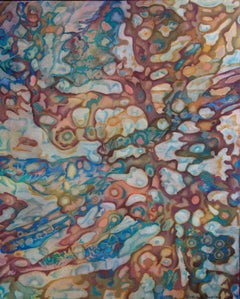 Tree. Abstract Painting in Acrylic and Oil on Canvas, 100x80cm .Pastel tones.
