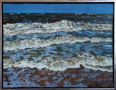 "Trittico "Blåvand" Onde del mare del Nord". Pittura impressionistica originale