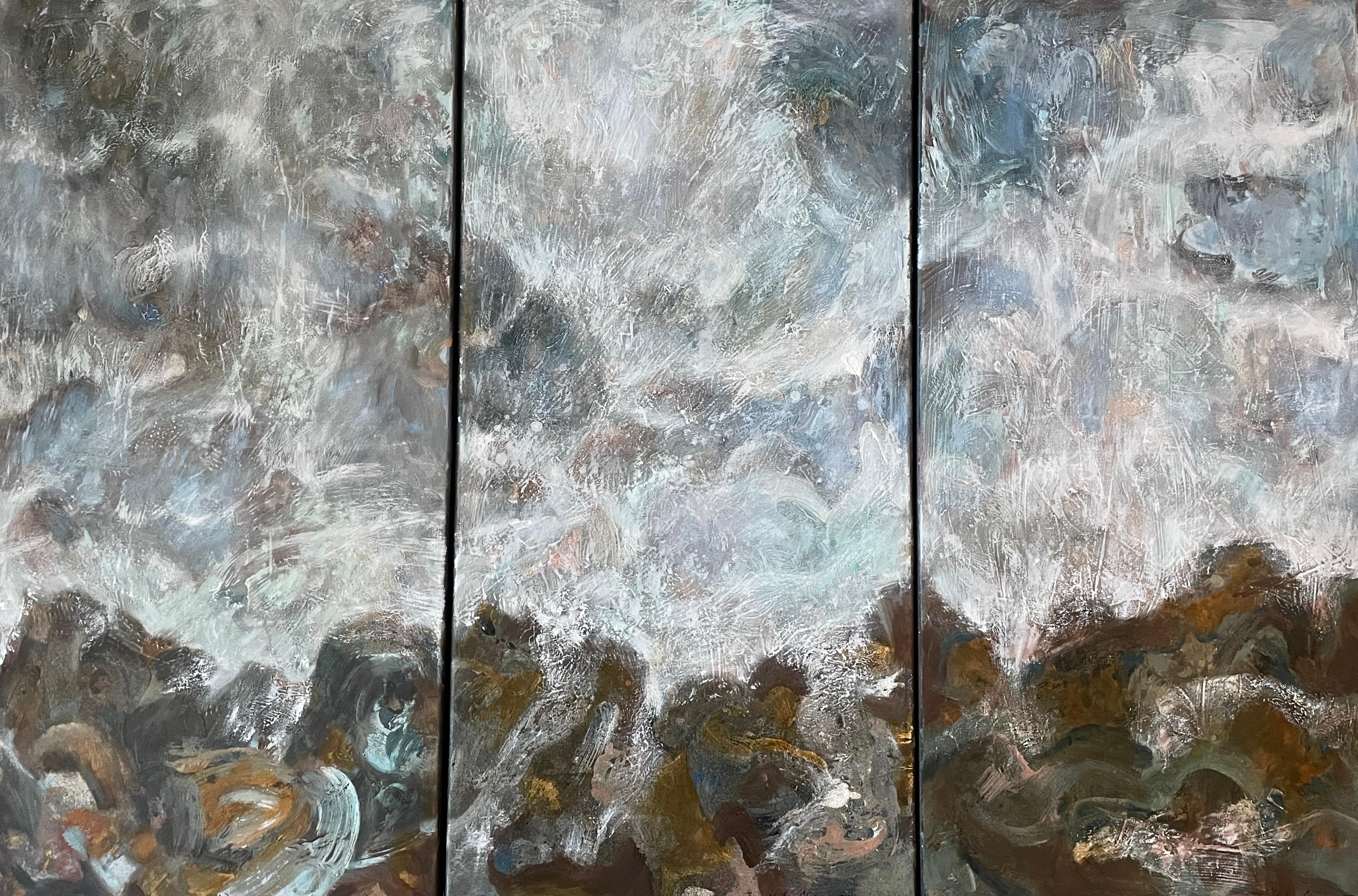 Abstract Painting di Nadezda Stupina - Trittico "Symphony of Nature" (Sinfonia della natura)  Taglia X-Large . Semi-astratto  pittura d'interni