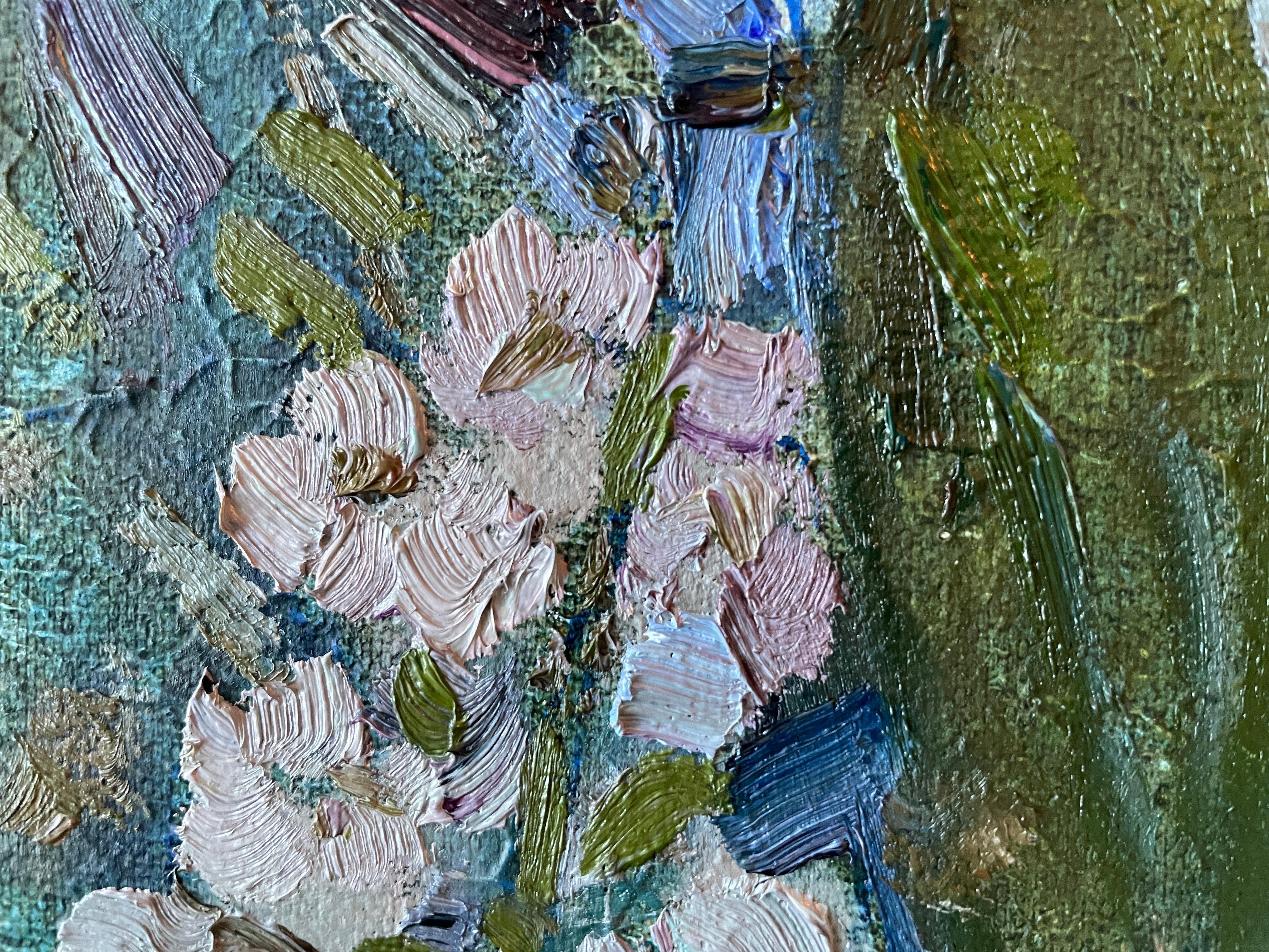 Tulipani crepuscolari - Landscape Painting Grigio di Nadezda Stupina