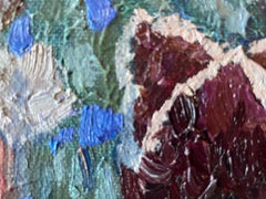 "Twilight tulips"  Original  floral painting . X-large , oil on canvas