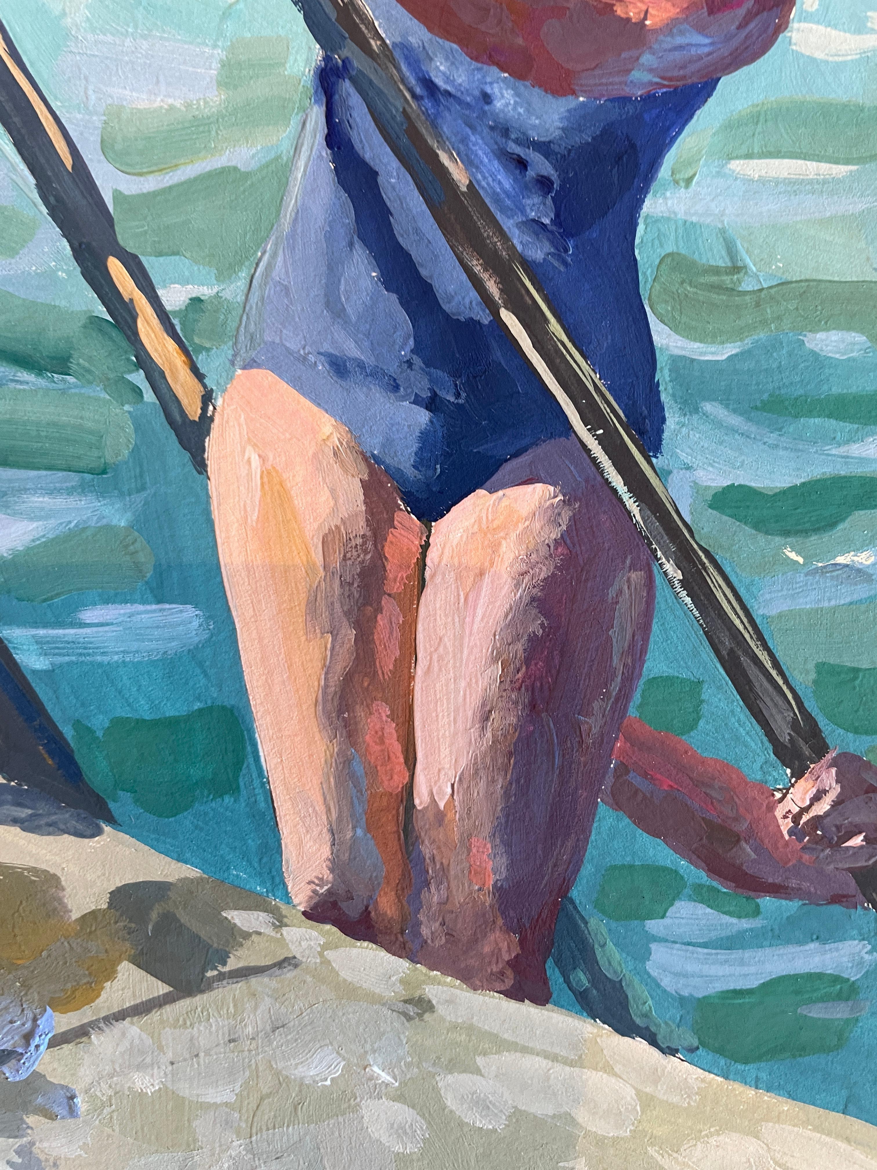 “Two bathers” Vertical , ocean, blue, Impressionism , realism , figurative. (Post-Impressionismus), Painting, von Nadezda Stupina