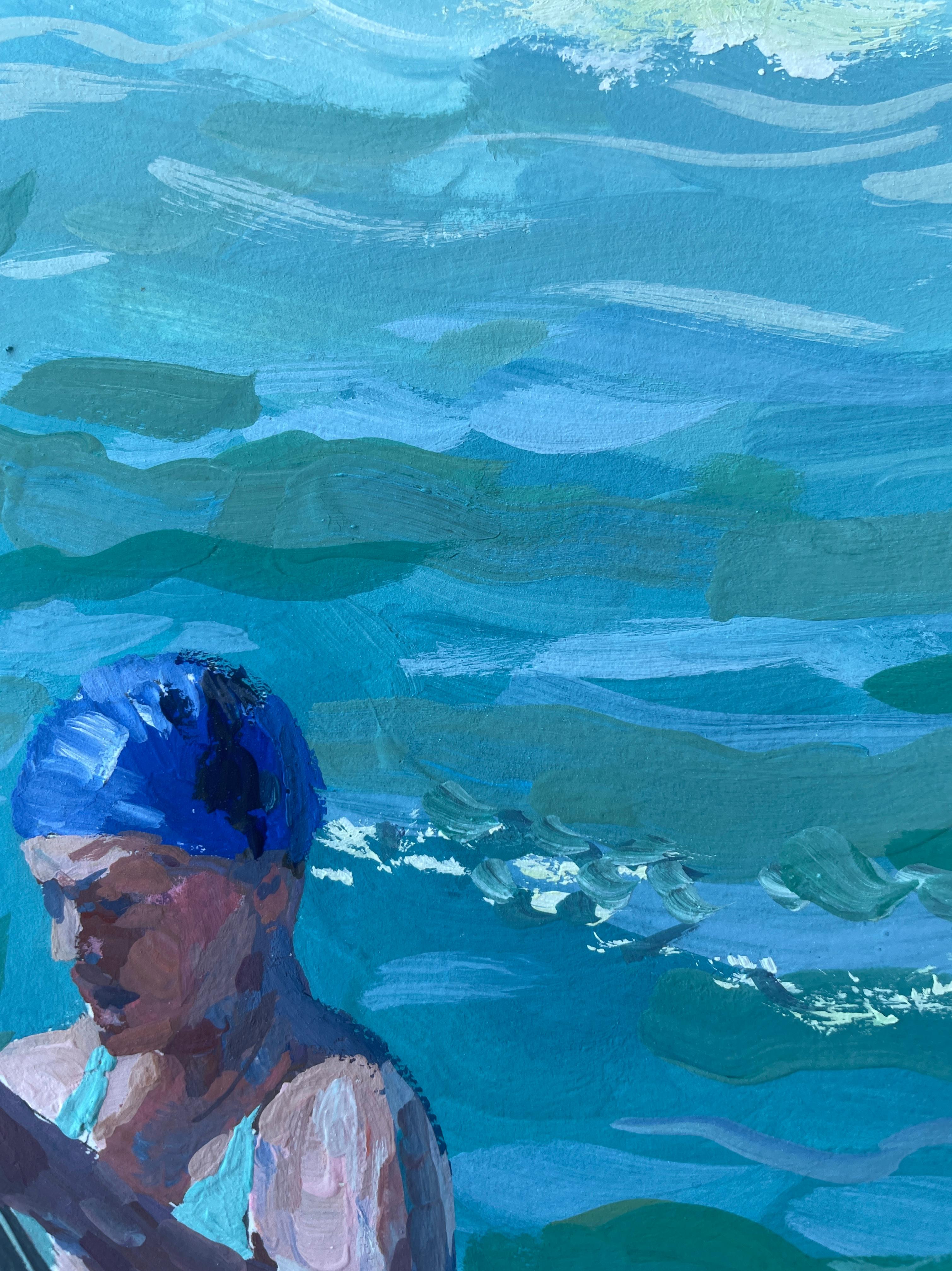 “Two bathers” Vertical , ocean, blue, Impressionism , realism , figurative. im Angebot 1