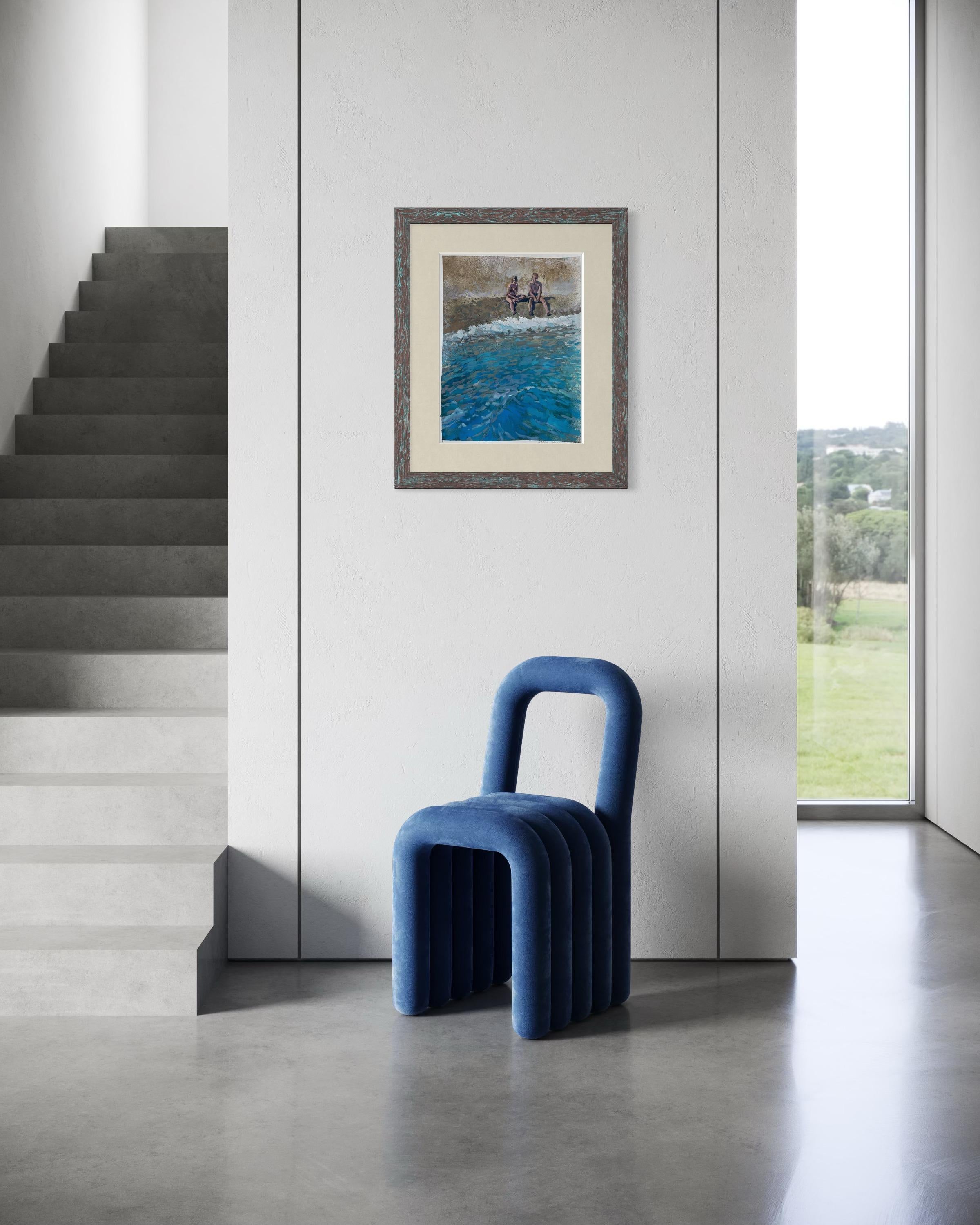 «Two by the sea » Original figurative painting . Sea , beach body . Home decor im Angebot 9