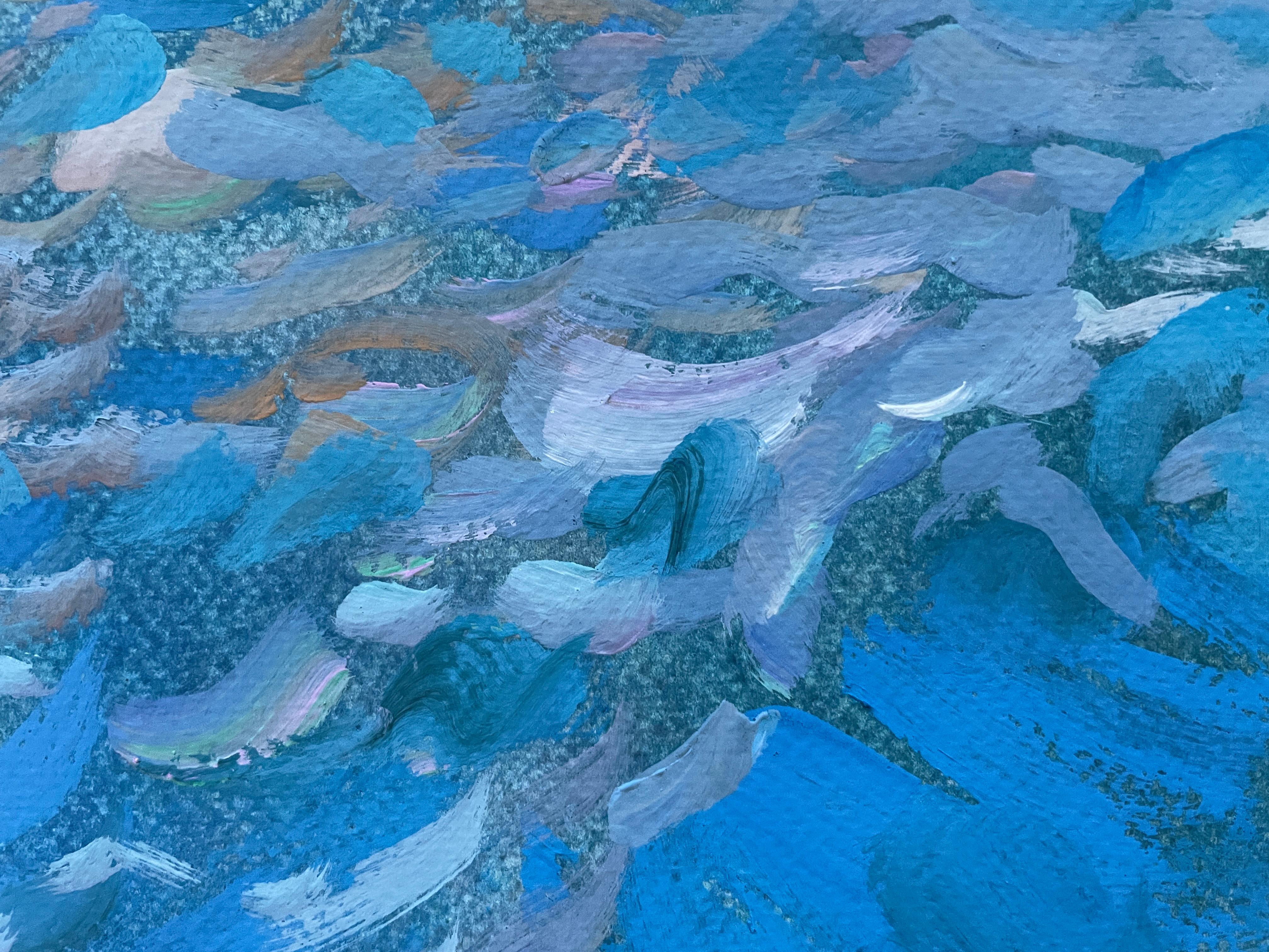 «Two by the sea » Original figurative painting . Sea , beach body . Home decor (Blau), Figurative Painting, von Nadezda Stupina